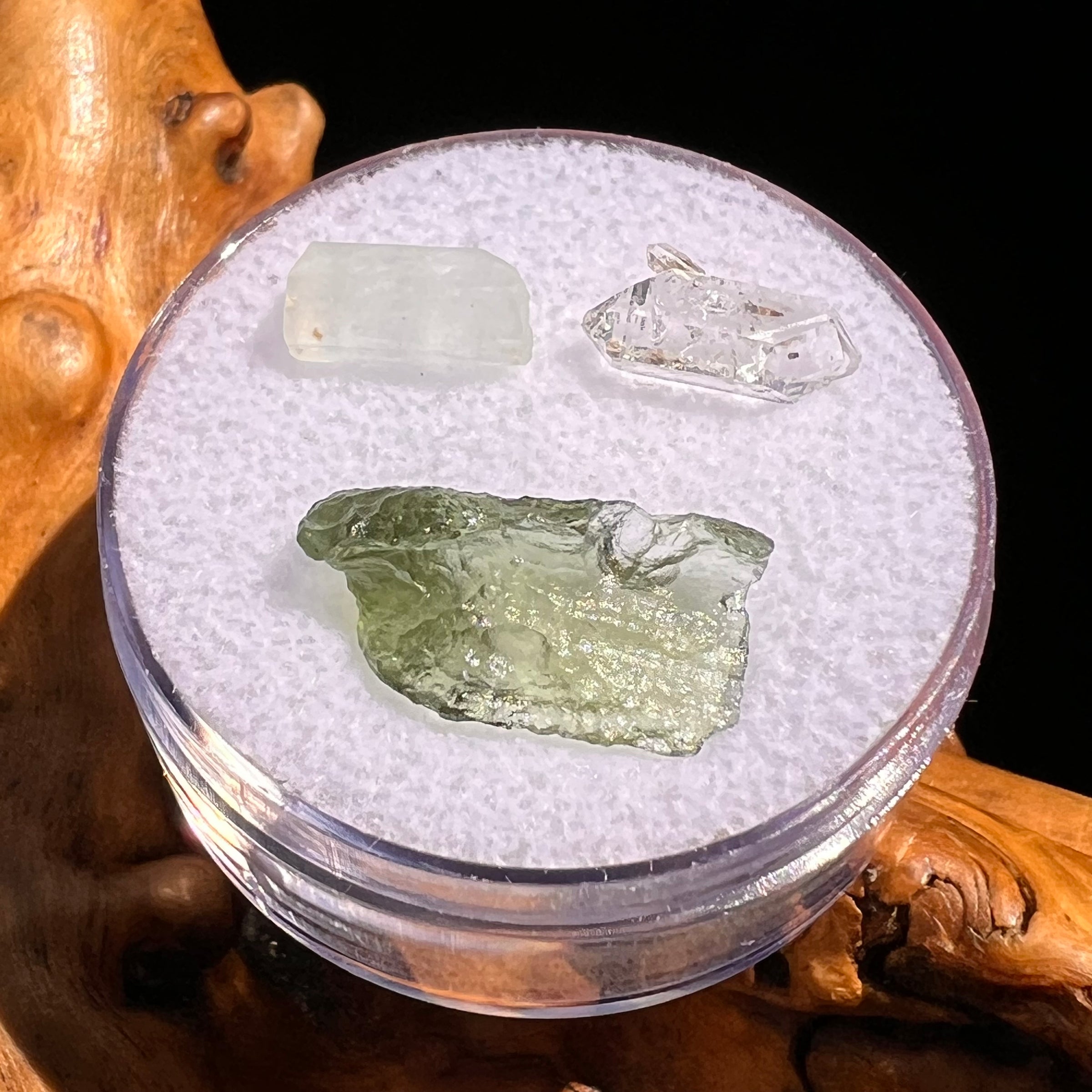 Moldavite, Phenakite, & Herkimer Diamond #111-Moldavite Life