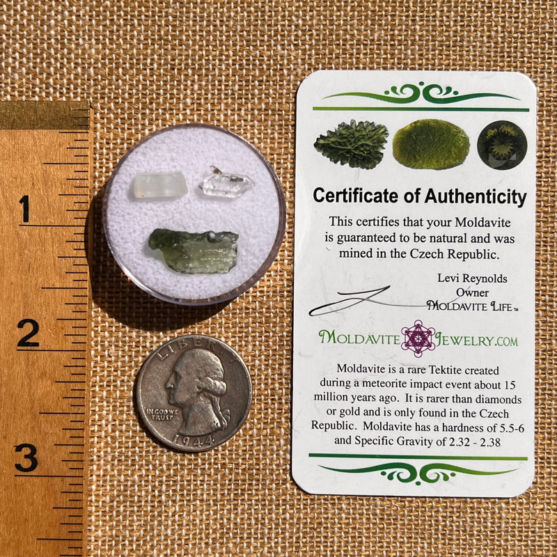 Moldavite, Phenakite, & Herkimer Diamond #111-Moldavite Life