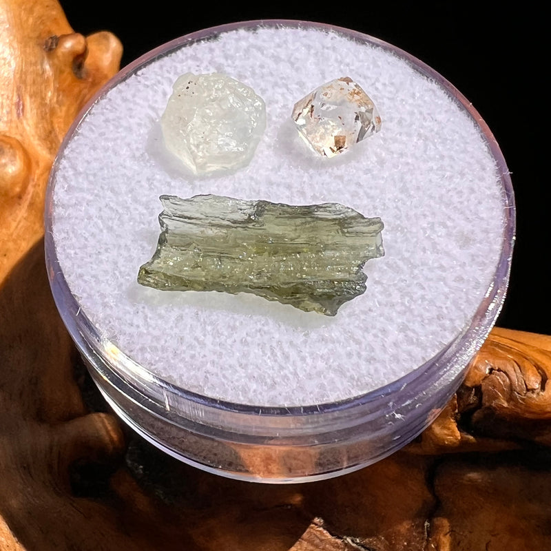 Moldavite, Phenakite, & Herkimer Diamond #112-Moldavite Life