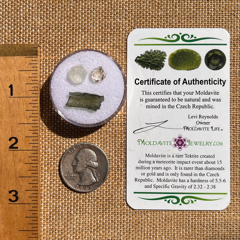 Moldavite, Phenakite, & Herkimer Diamond #112-Moldavite Life