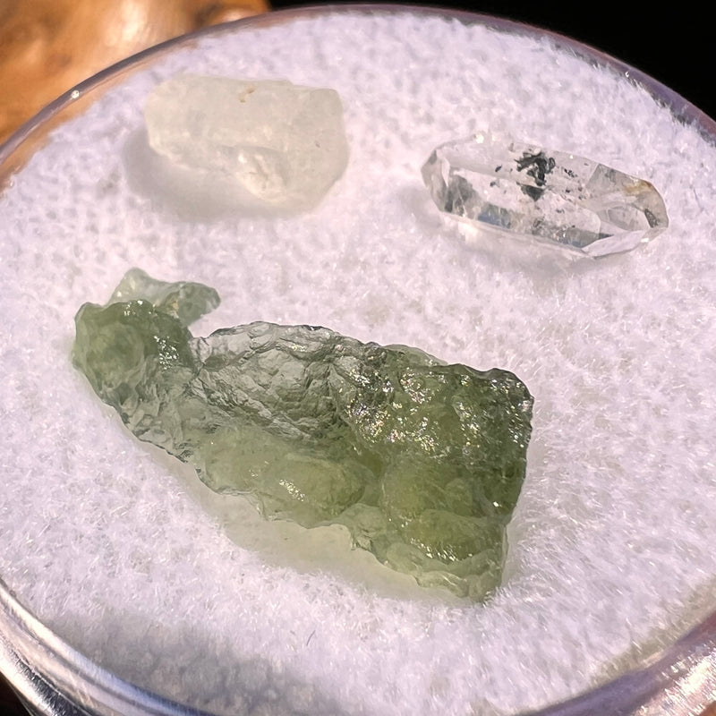 Moldavite, Phenakite, & Herkimer Diamond #113-Moldavite Life