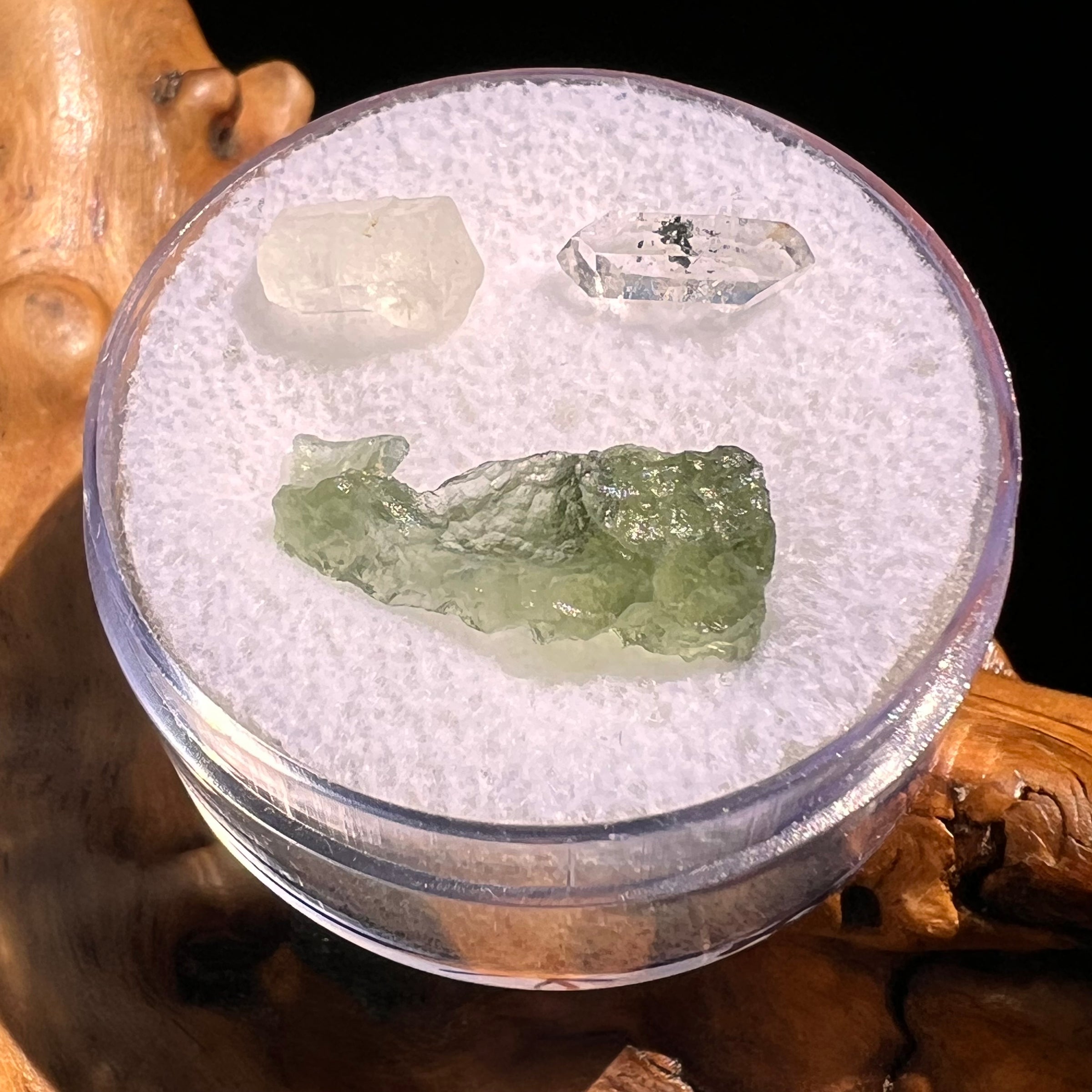 Moldavite, Phenakite, & Herkimer Diamond #113-Moldavite Life