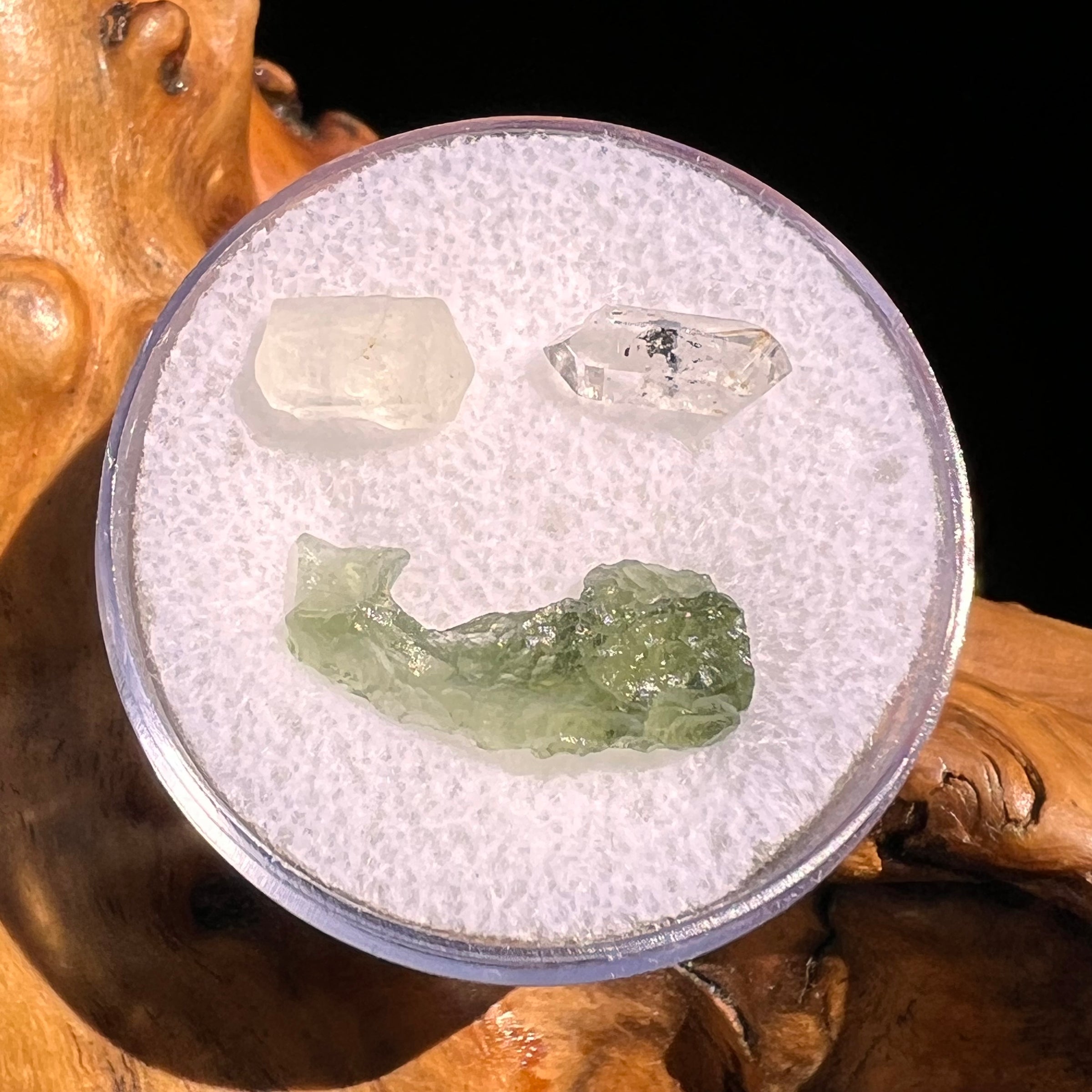 Moldavite, Phenakite, & Herkimer Diamond #113-Moldavite Life