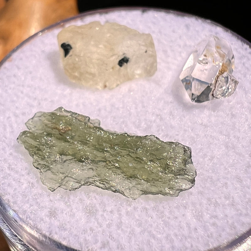 Moldavite, Phenakite, & Herkimer Diamond #114-Moldavite Life