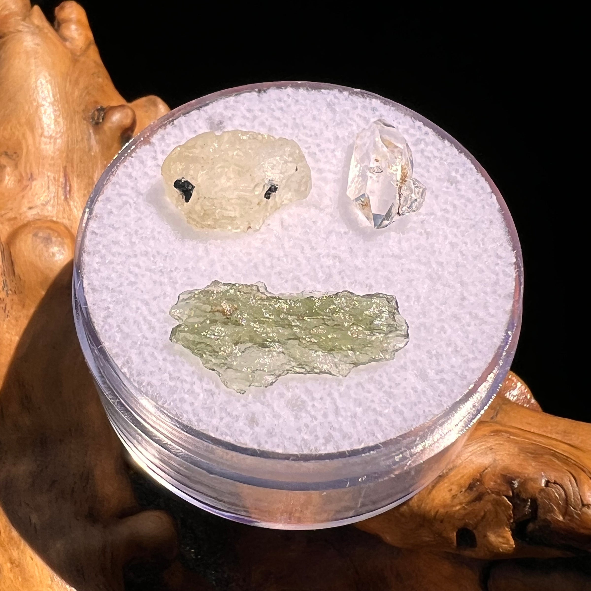 Moldavite, Phenakite, & Herkimer Diamond #114-Moldavite Life