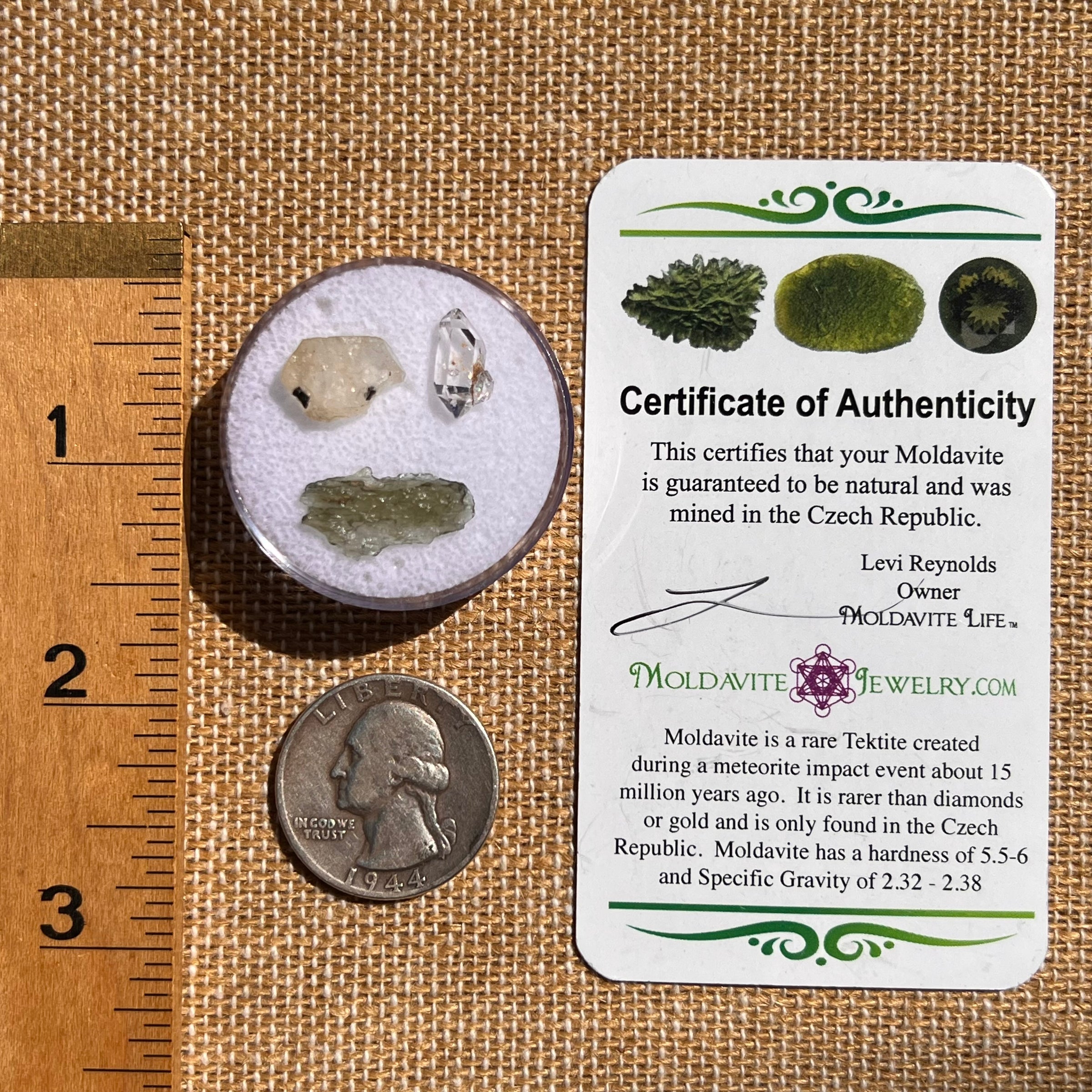 Moldavite, Phenakite, & Herkimer Diamond #114-Moldavite Life