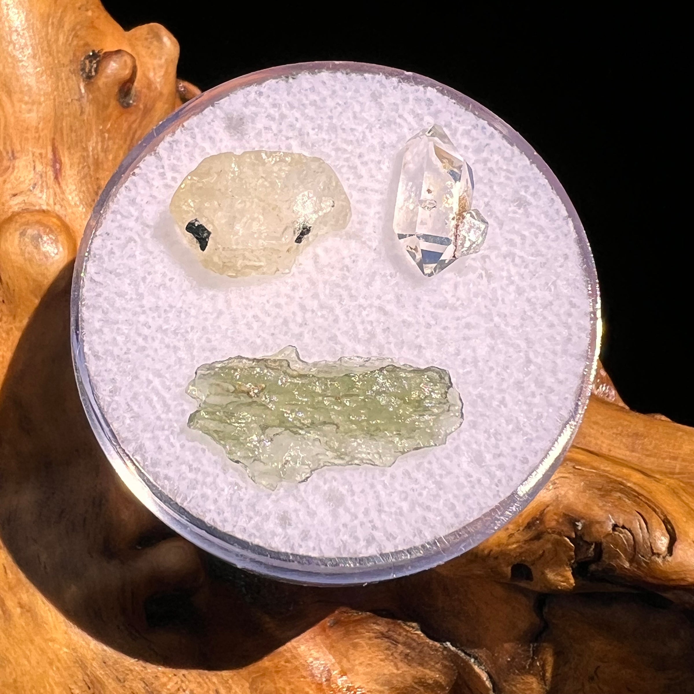 Moldavite, Phenakite, & Herkimer Diamond #114-Moldavite Life