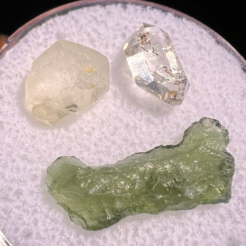 Moldavite, Phenakite, & Herkimer Diamond #115-Moldavite Life