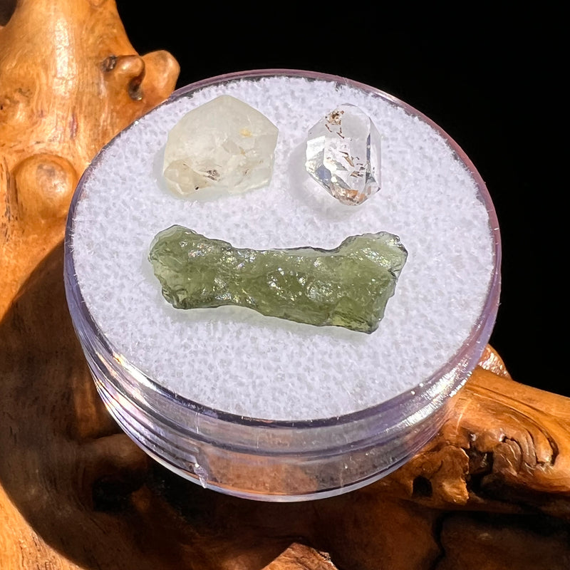 Moldavite, Phenakite, & Herkimer Diamond #115-Moldavite Life