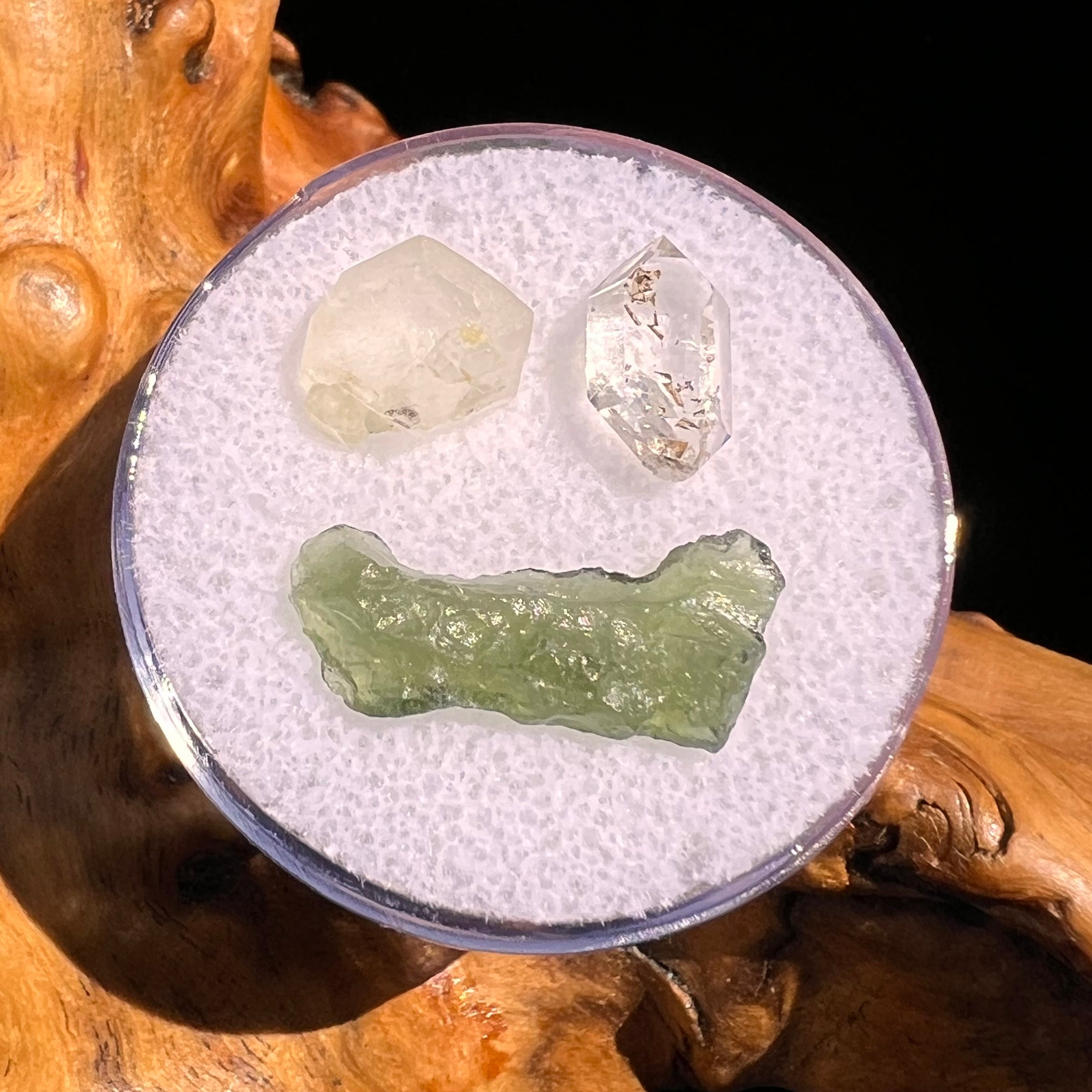 Moldavite, Phenakite, & Herkimer Diamond #115-Moldavite Life