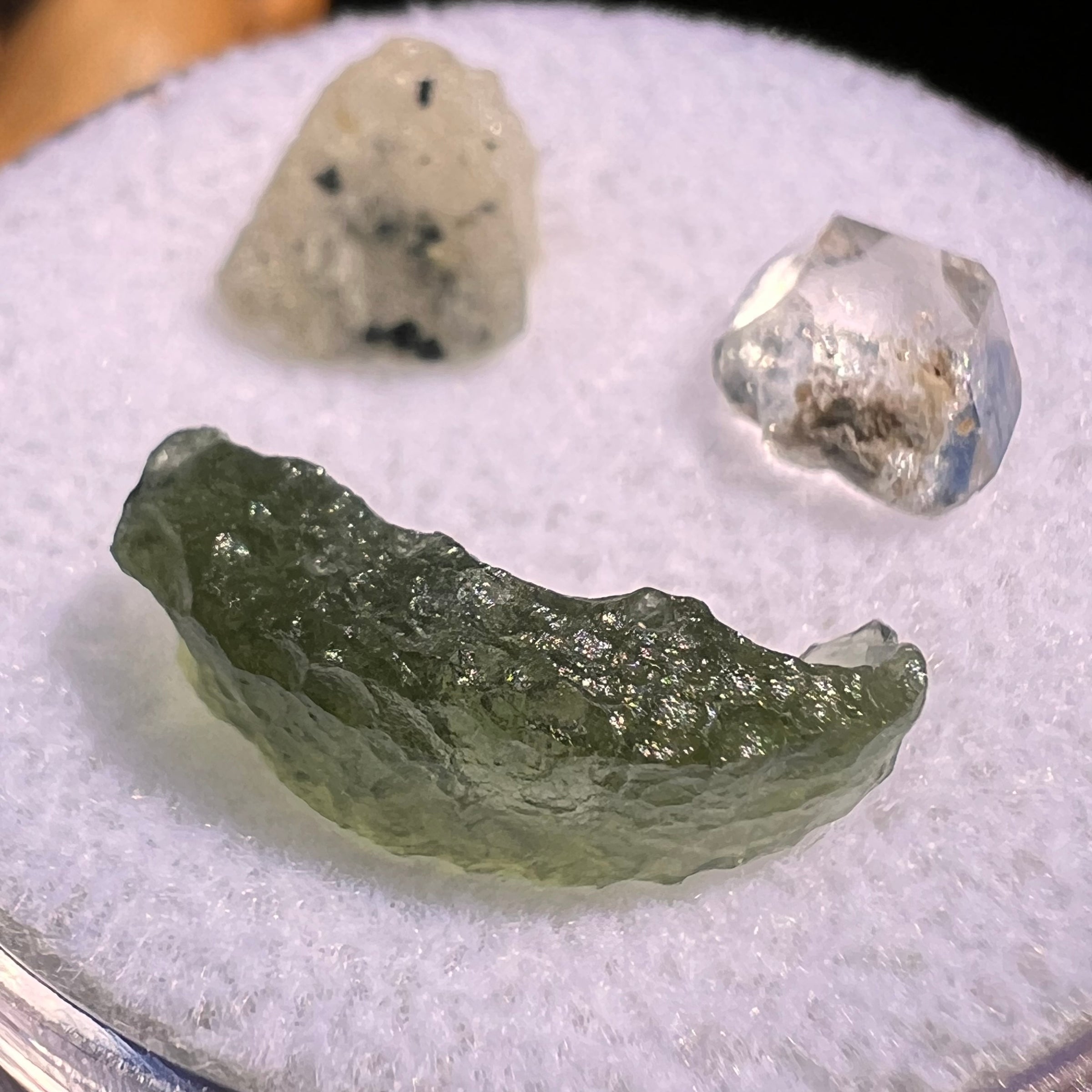 Moldavite, Phenakite, & Herkimer Diamond #116-Moldavite Life