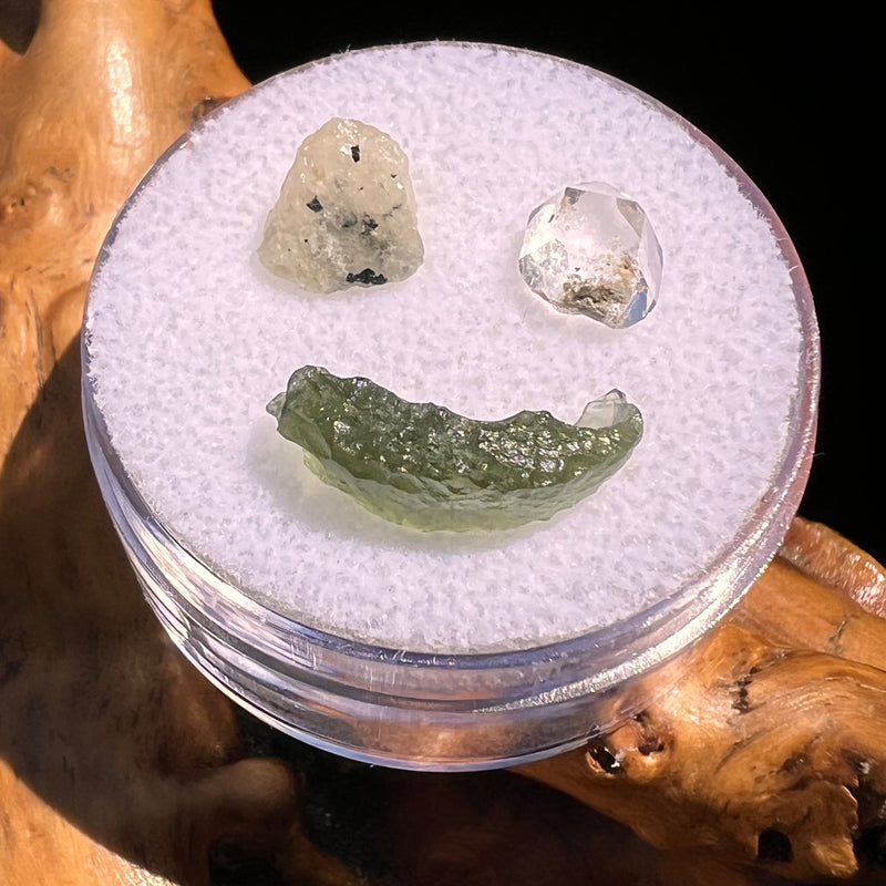 Moldavite, Phenakite, & Herkimer Diamond #116-Moldavite Life