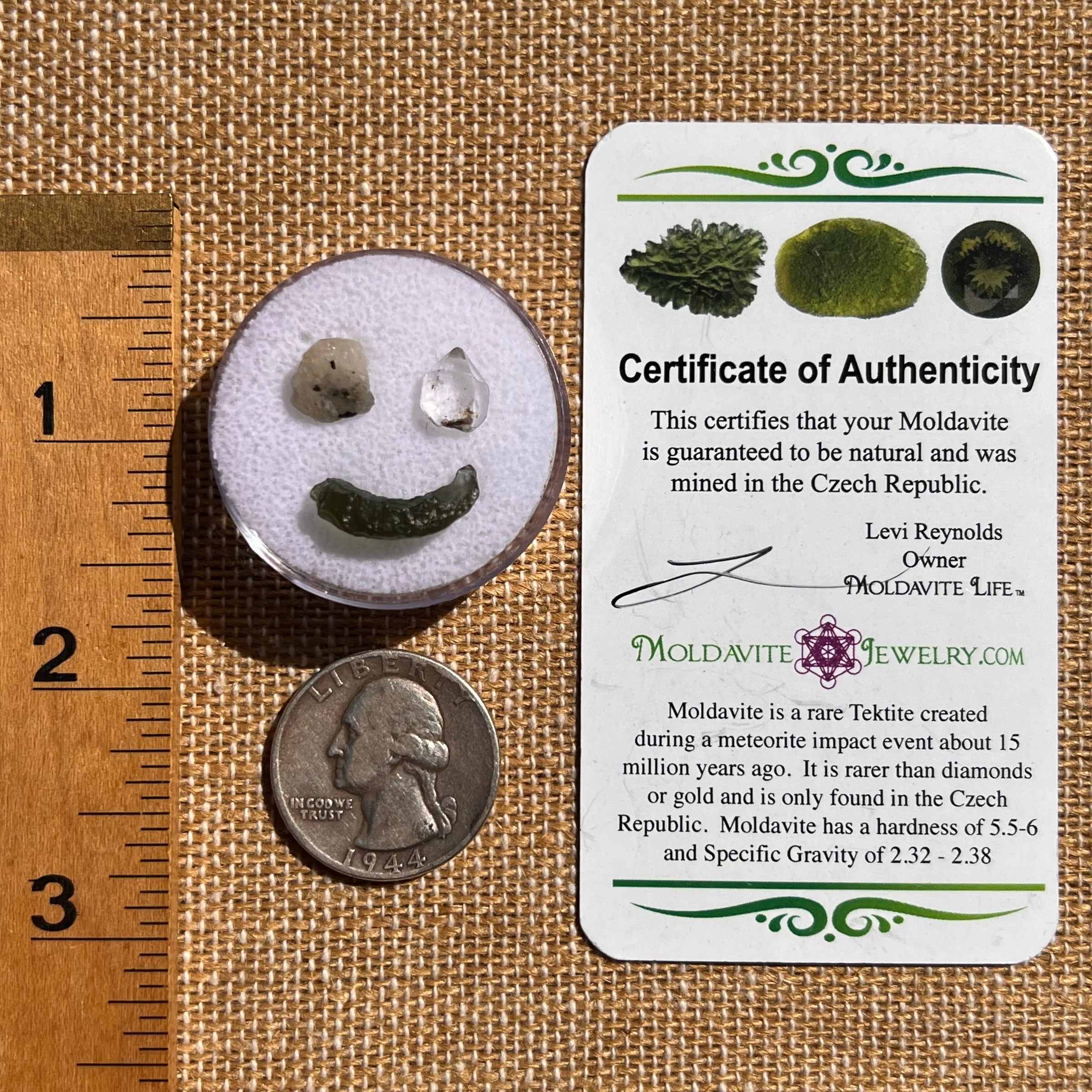 Moldavite, Phenakite, & Herkimer Diamond #116-Moldavite Life