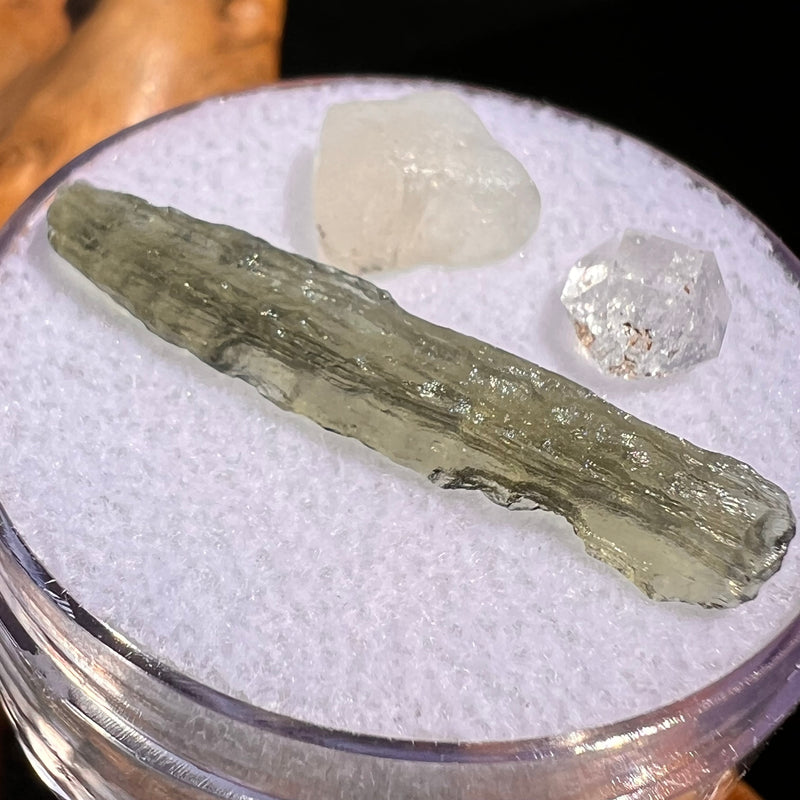 Moldavite, Phenakite, & Herkimer Diamond #117-Moldavite Life