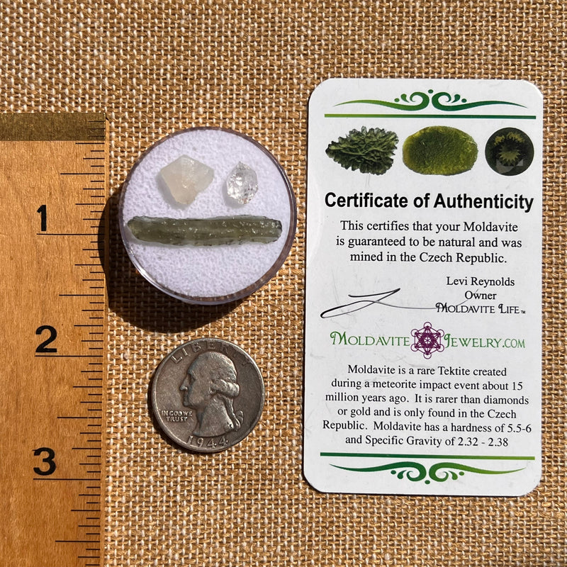 Moldavite, Phenakite, & Herkimer Diamond #117-Moldavite Life