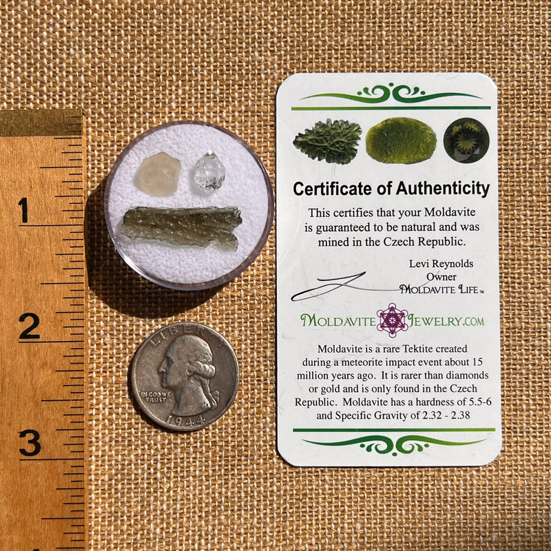 Moldavite, Phenakite, & Herkimer Diamond #118-Moldavite Life