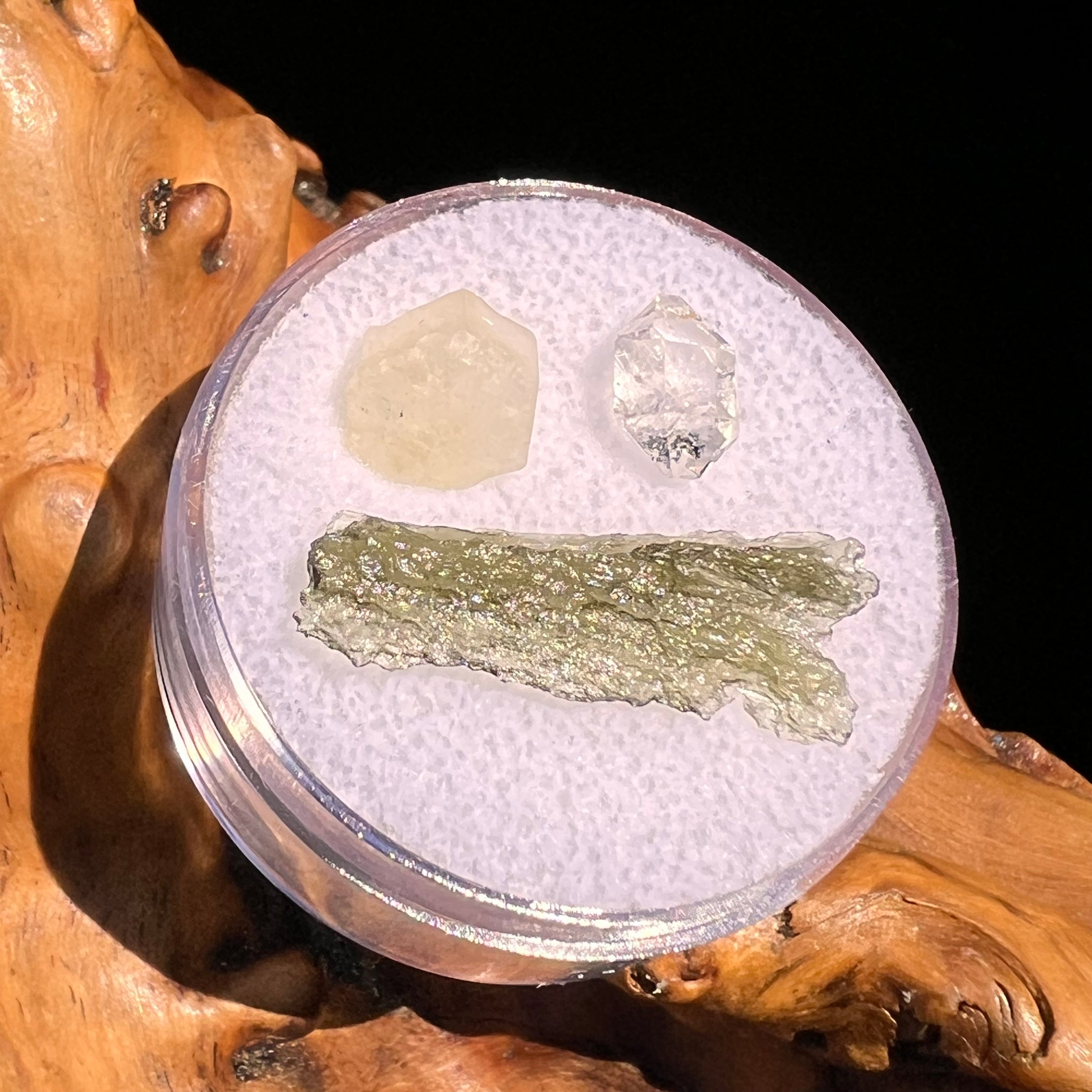 Moldavite, Phenakite, & Herkimer Diamond #118-Moldavite Life