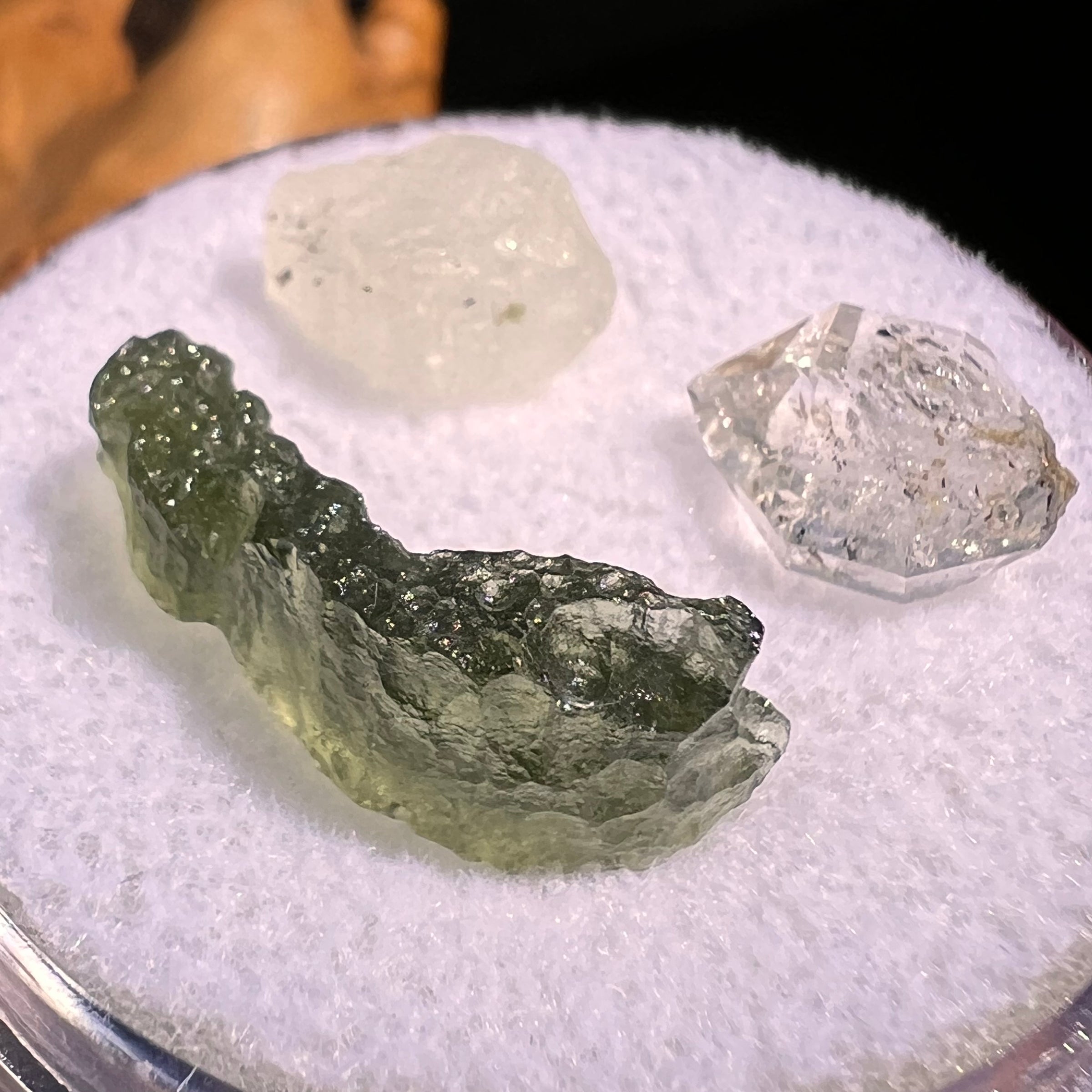 Moldavite, Phenakite, & Herkimer Diamond #119-Moldavite Life
