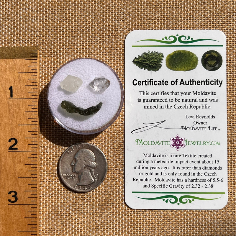 Moldavite, Phenakite, & Herkimer Diamond #119-Moldavite Life