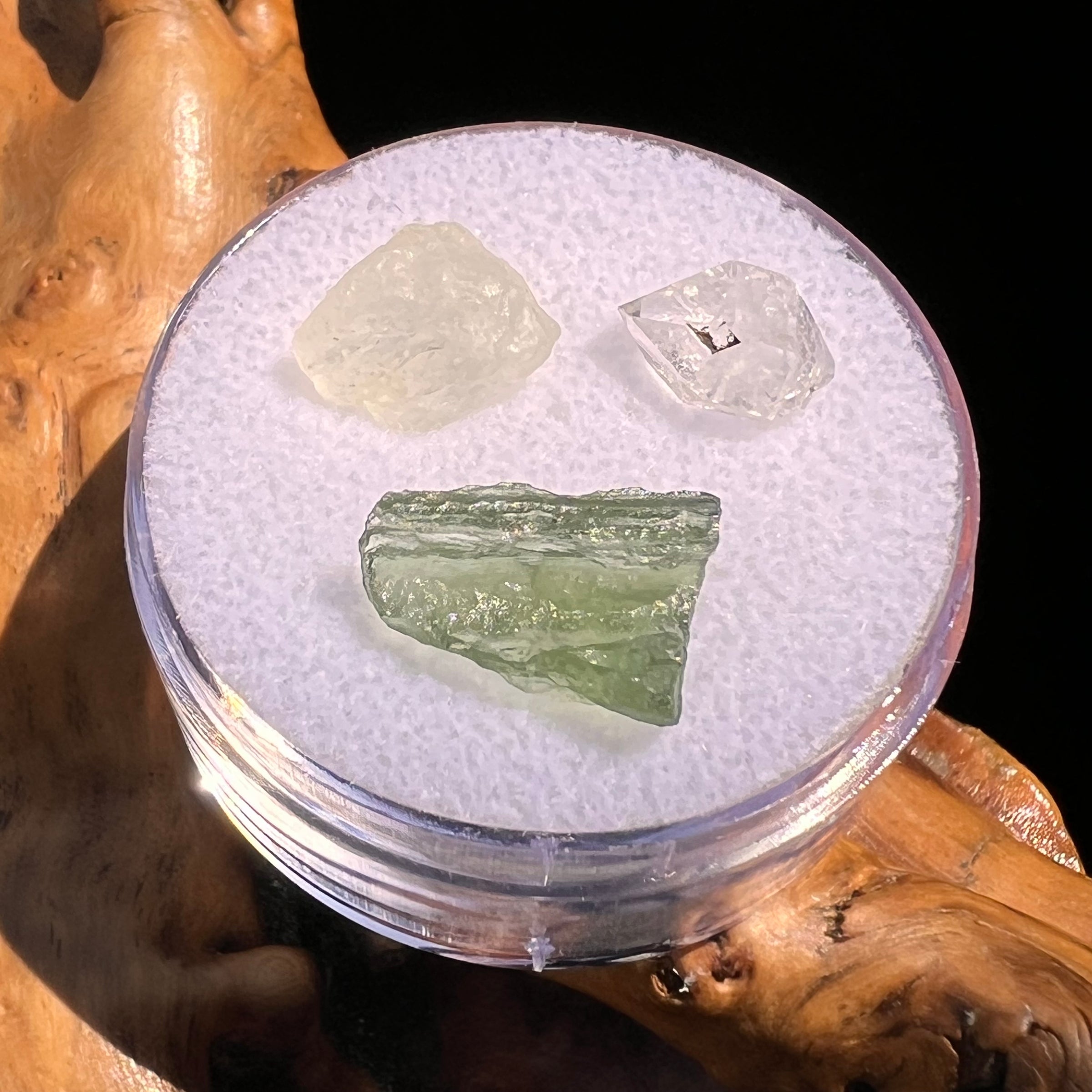 Moldavite, Phenakite, & Herkimer Diamond #120-Moldavite Life