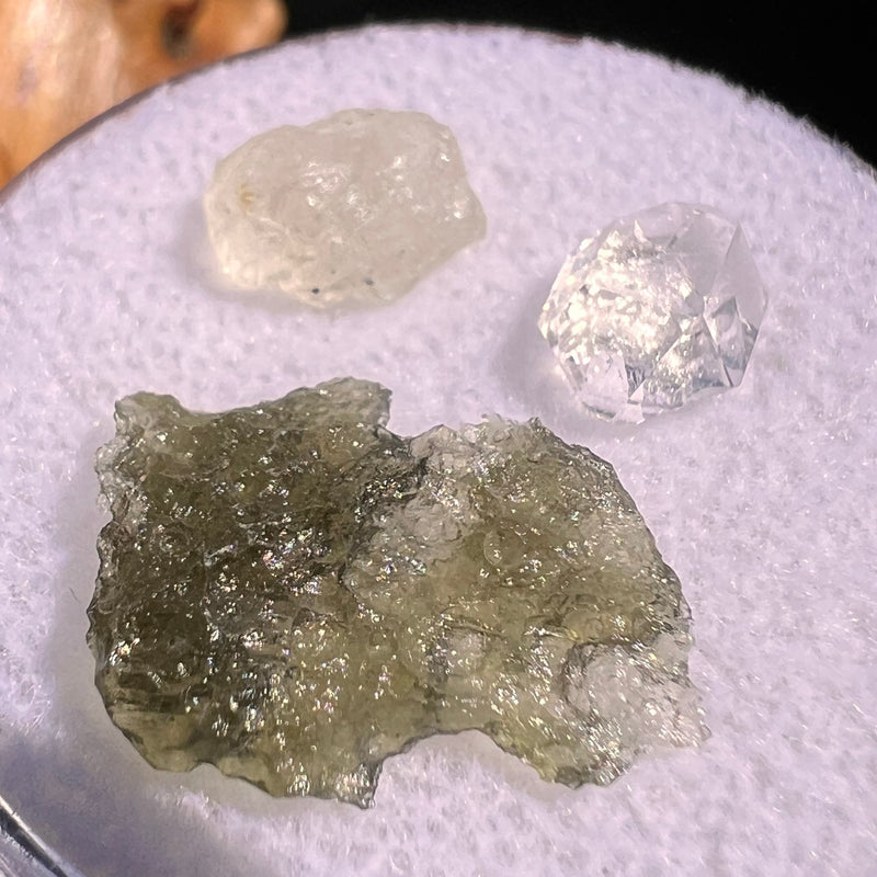 Moldavite, Phenakite, & Herkimer Diamond #121-Moldavite Life
