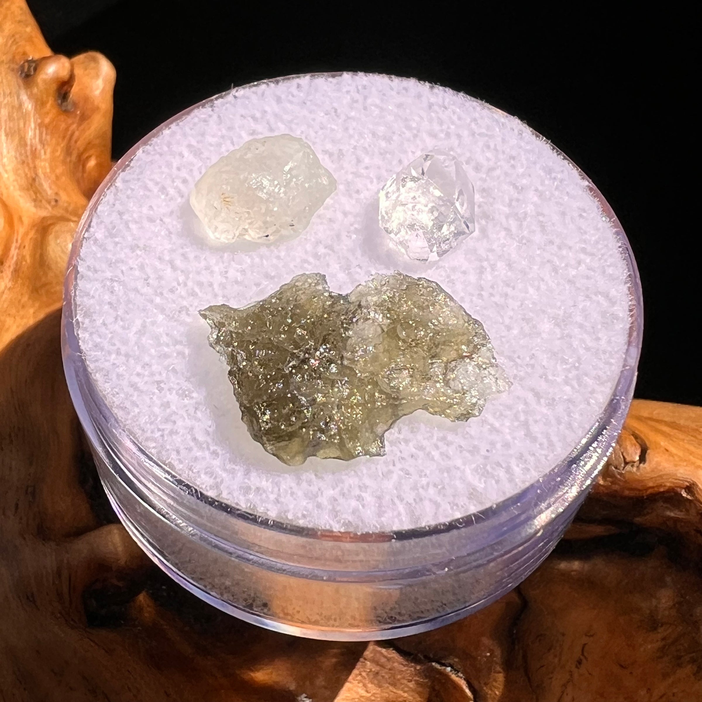Moldavite, Phenakite, & Herkimer Diamond #121-Moldavite Life