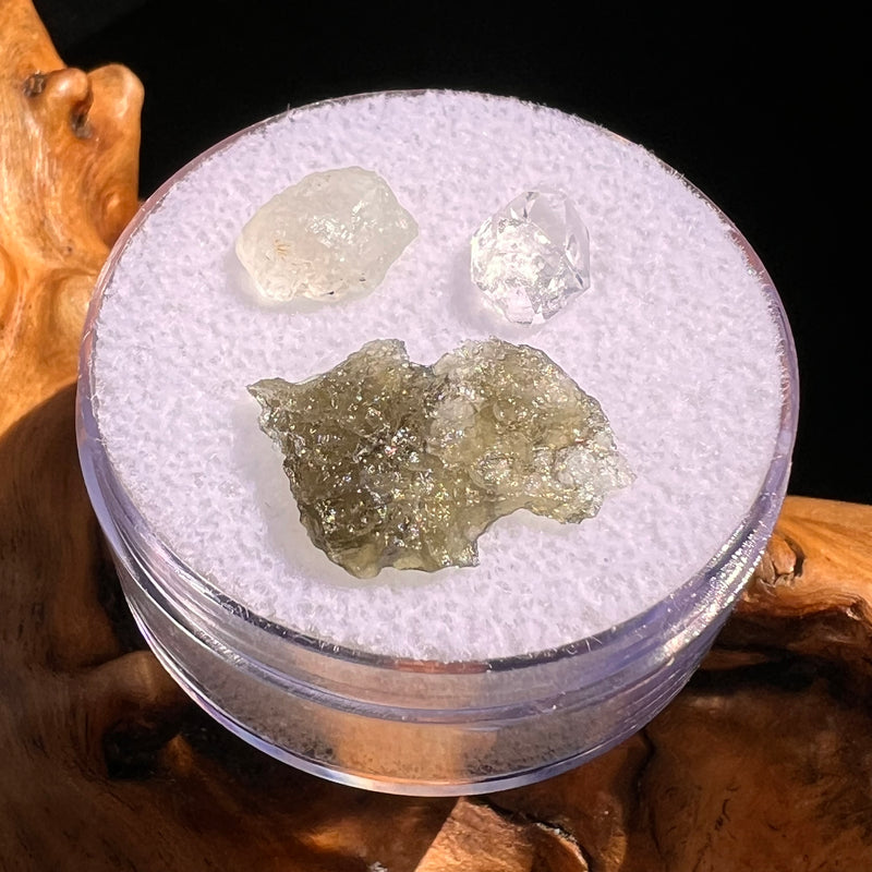 Moldavite, Phenakite, & Herkimer Diamond #121-Moldavite Life