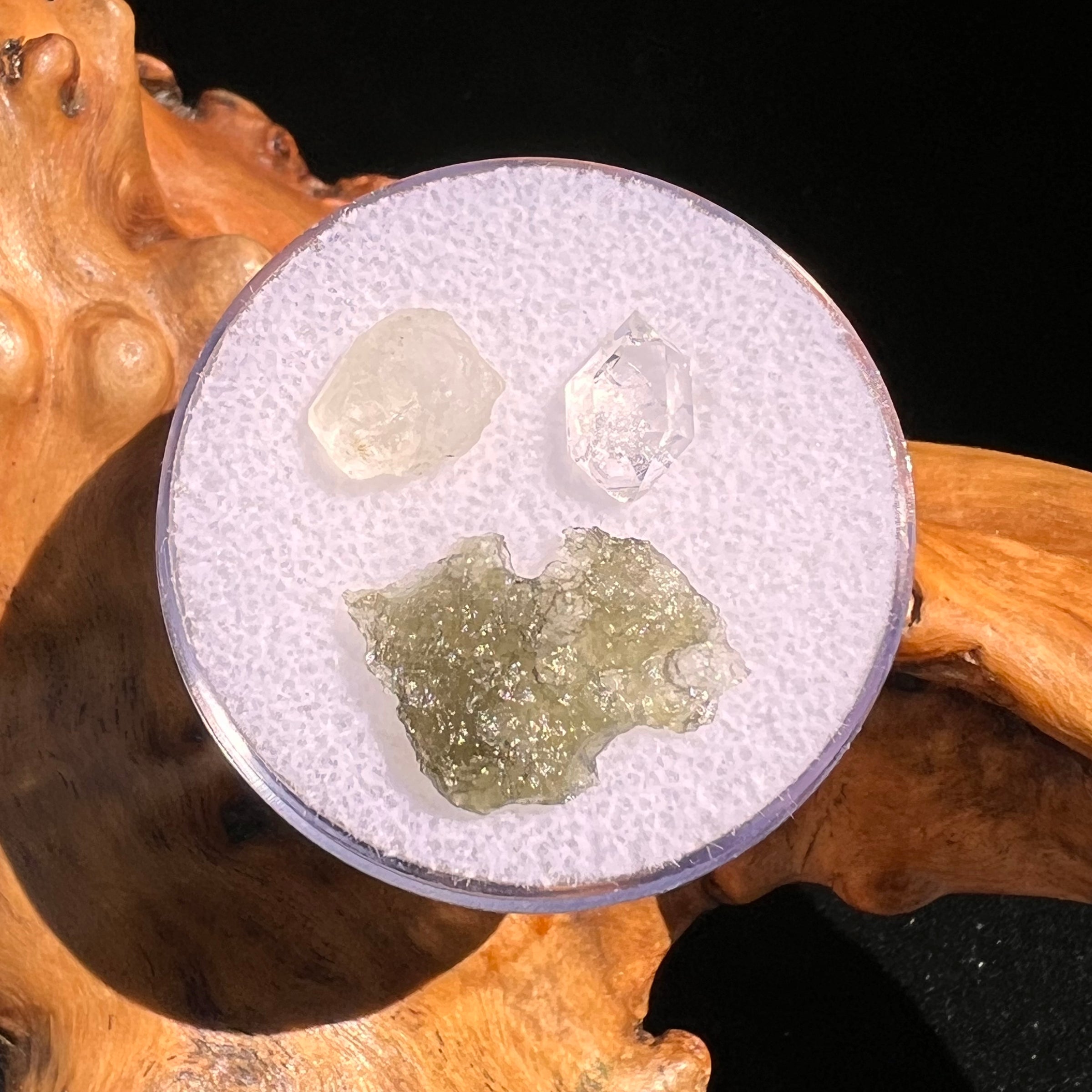 Moldavite, Phenakite, & Herkimer Diamond #121-Moldavite Life