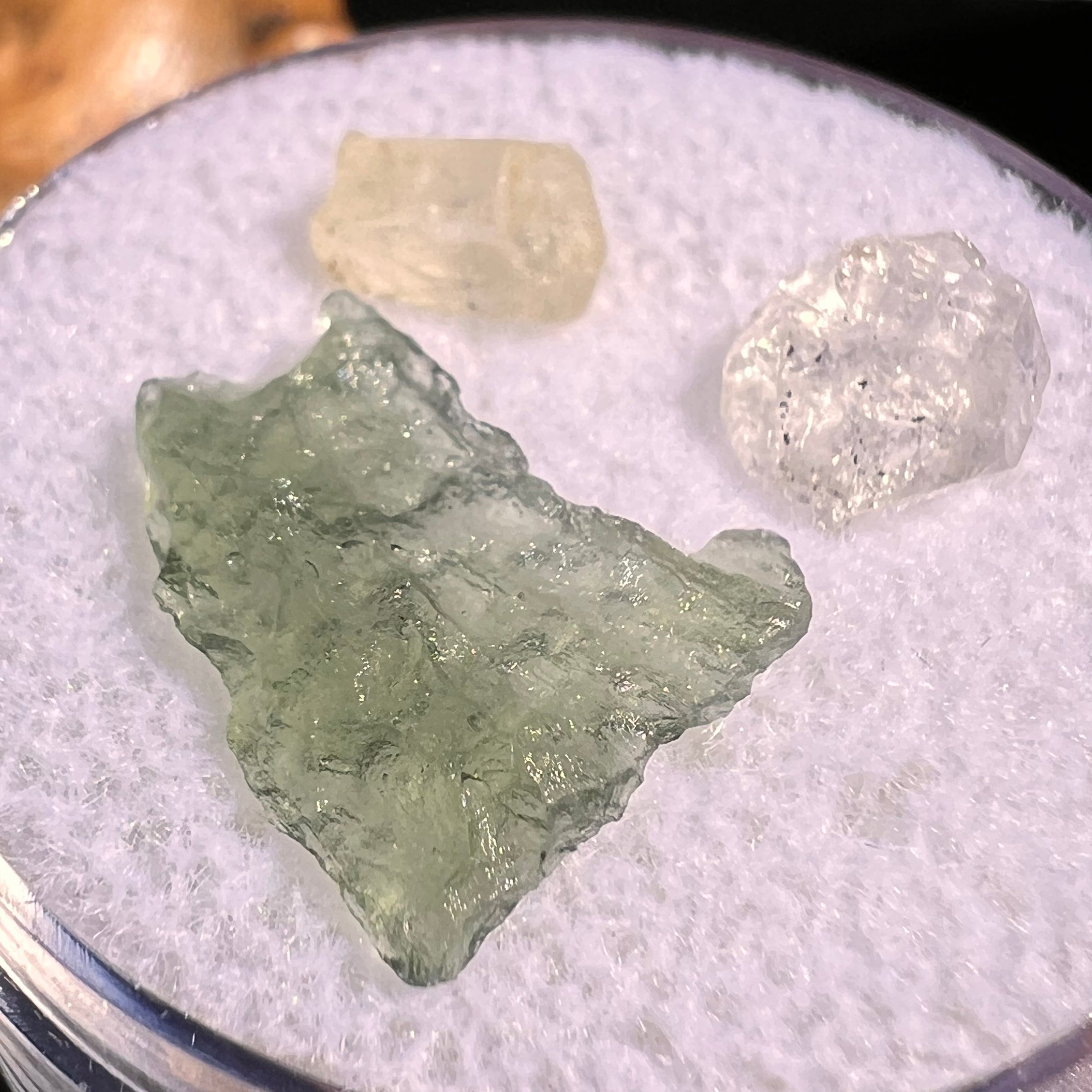 Moldavite, Phenakite, & Herkimer Diamond #122-Moldavite Life