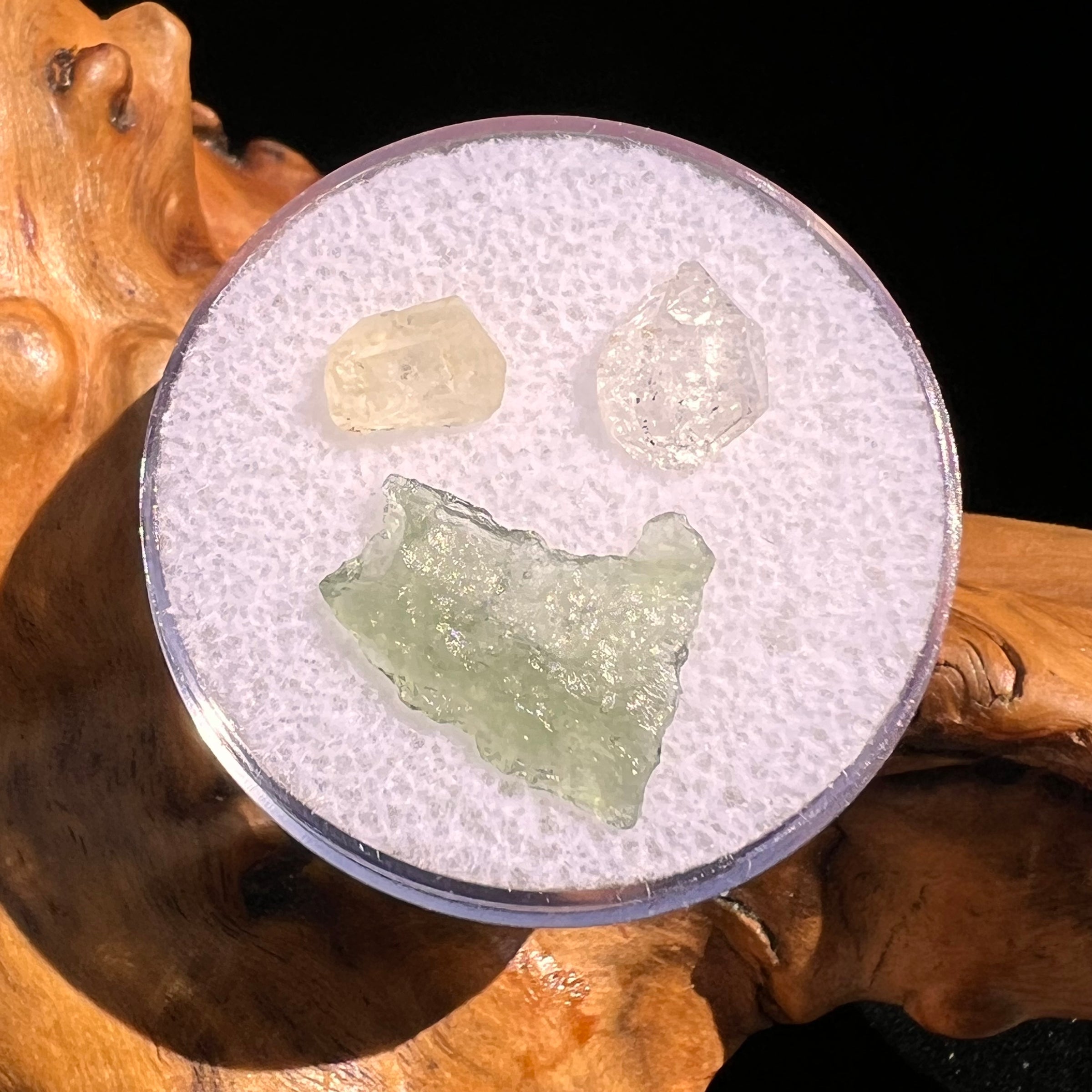Moldavite, Phenakite, & Herkimer Diamond #122-Moldavite Life