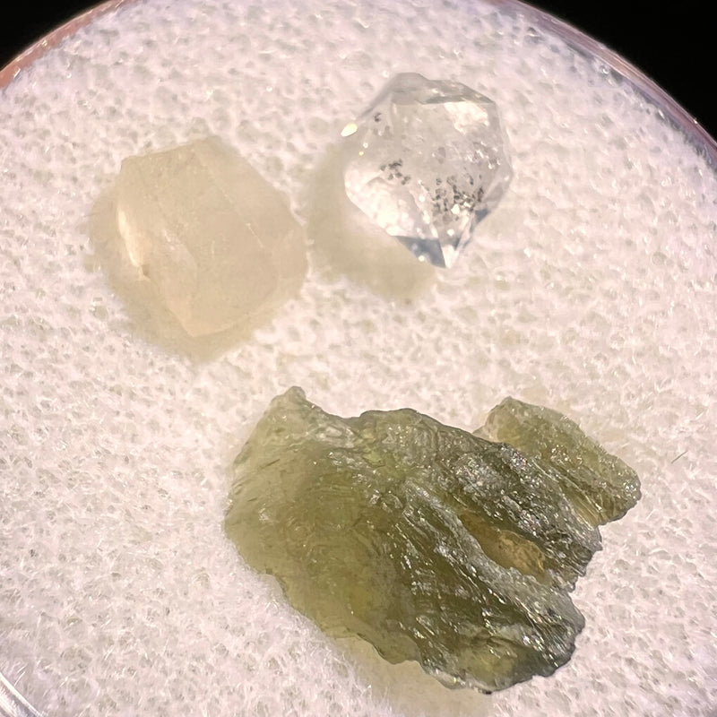Moldavite, Phenakite, & Herkimer Diamond #126-Moldavite Life