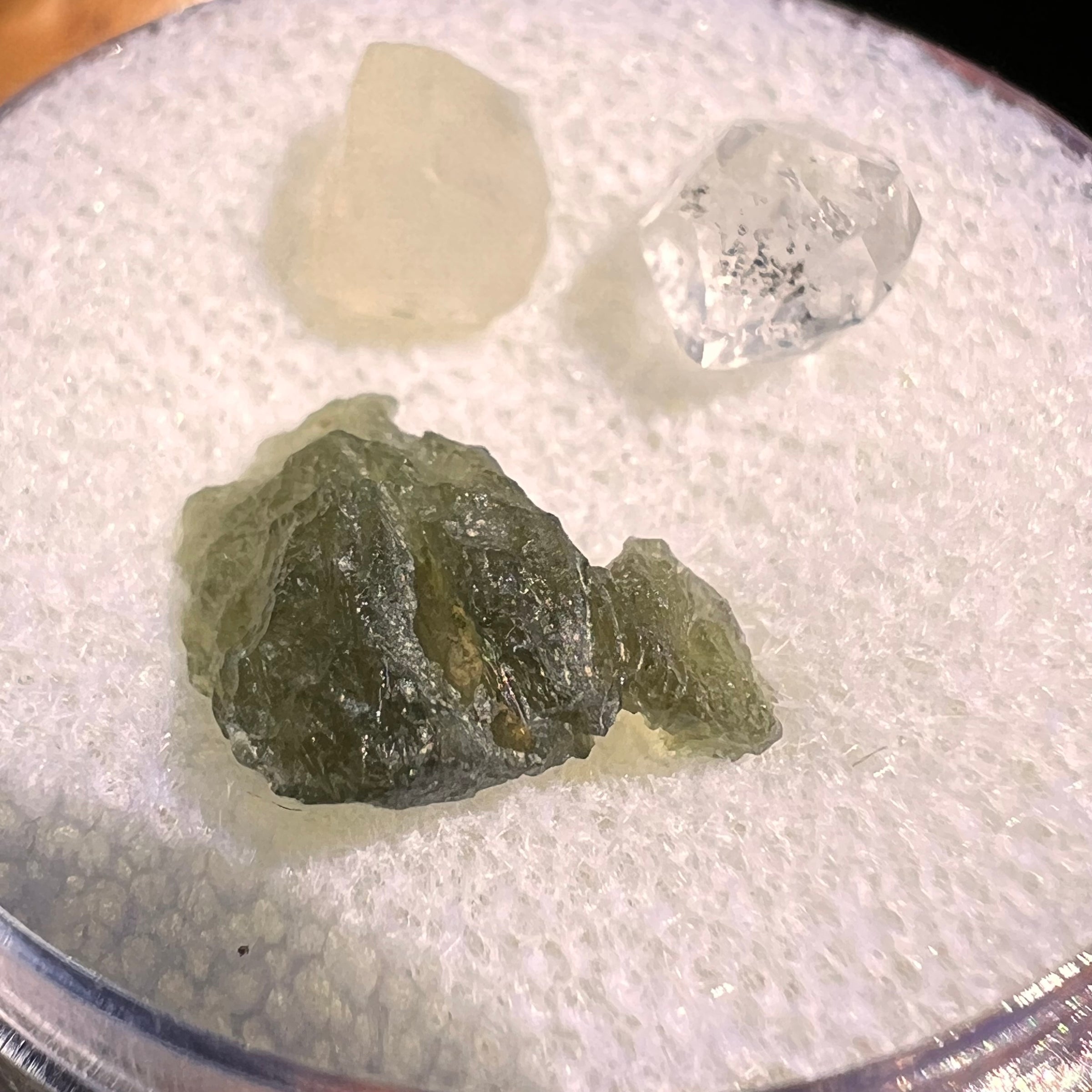 Moldavite, Phenakite, & Herkimer Diamond #126-Moldavite Life