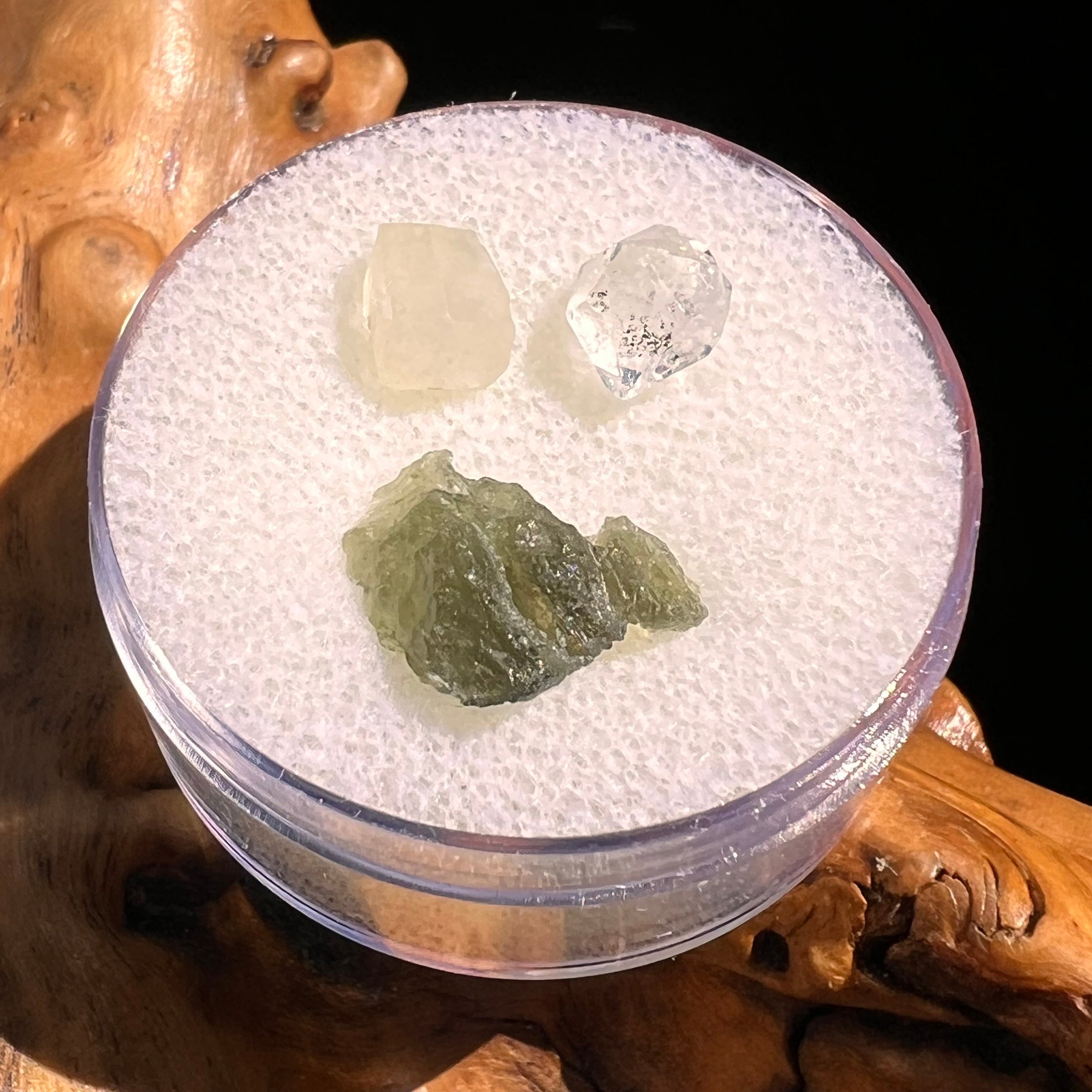 Moldavite, Phenakite, & Herkimer Diamond #126-Moldavite Life