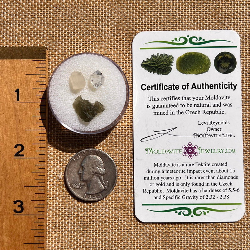 Moldavite, Phenakite, & Herkimer Diamond #126-Moldavite Life