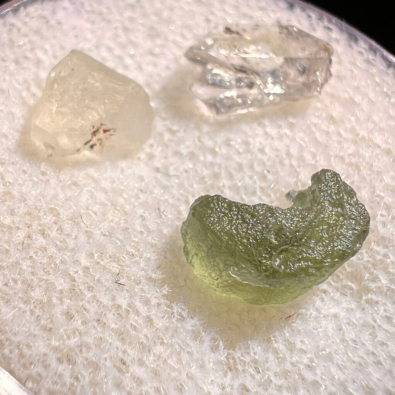 Moldavite, Phenakite, & Herkimer Diamond #127-Moldavite Life