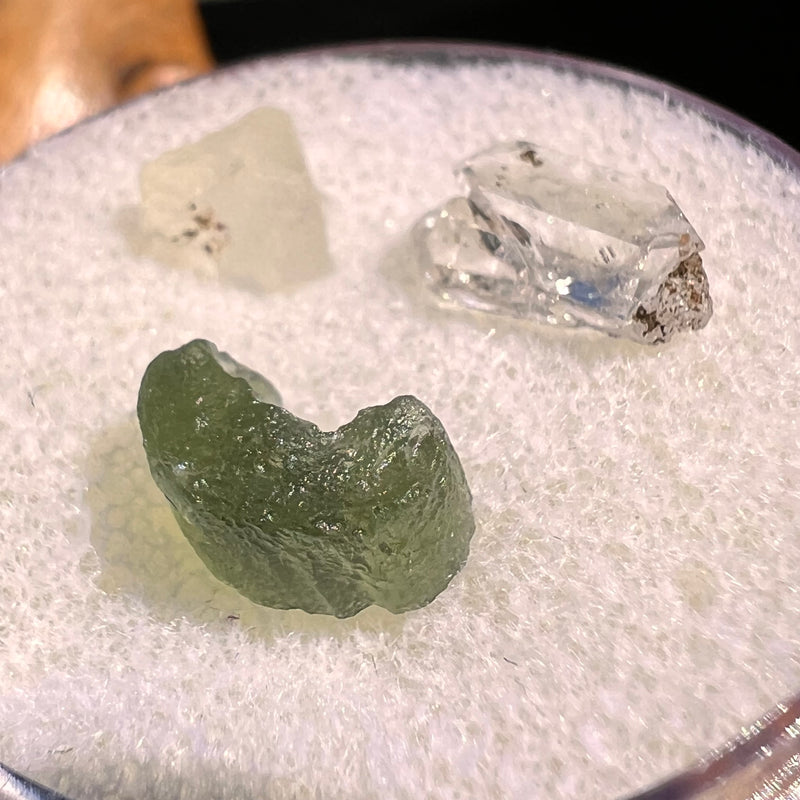Moldavite, Phenakite, & Herkimer Diamond #127-Moldavite Life