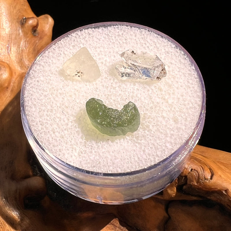 Moldavite, Phenakite, & Herkimer Diamond #127-Moldavite Life