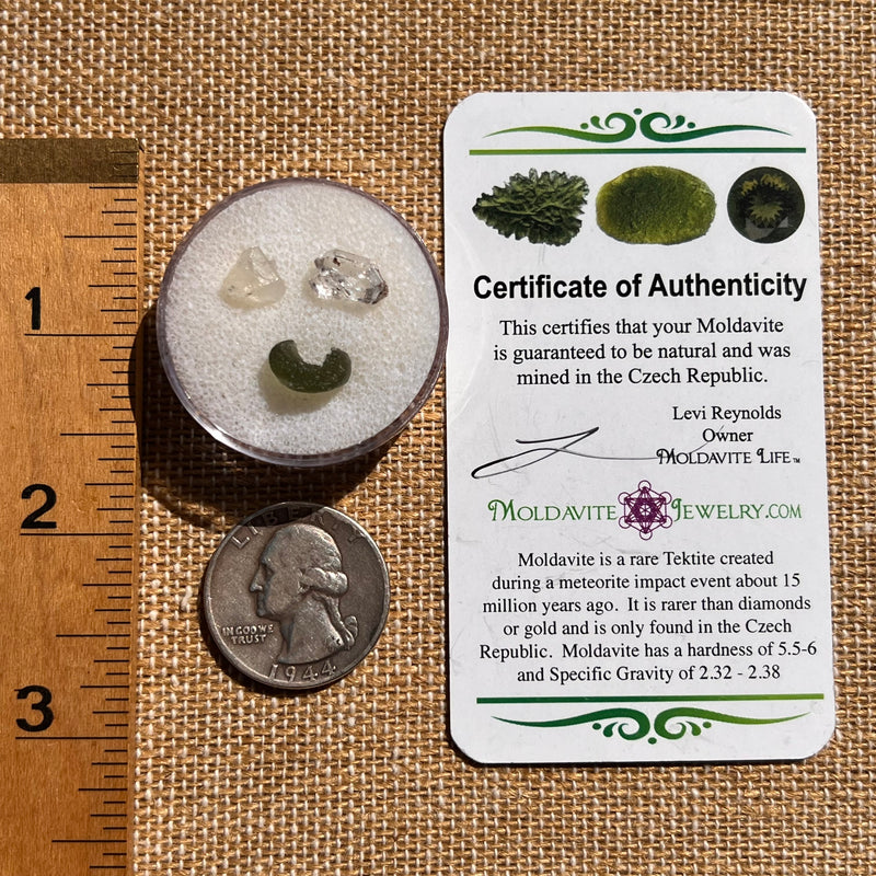 Moldavite, Phenakite, & Herkimer Diamond #127-Moldavite Life