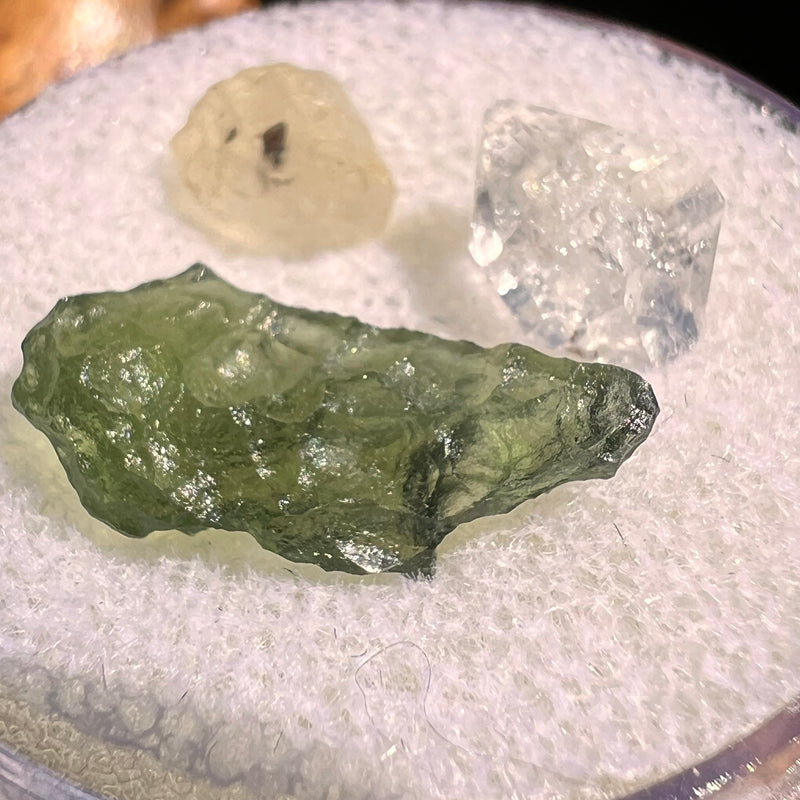 Moldavite, Phenakite, & Herkimer Diamond #128-Moldavite Life