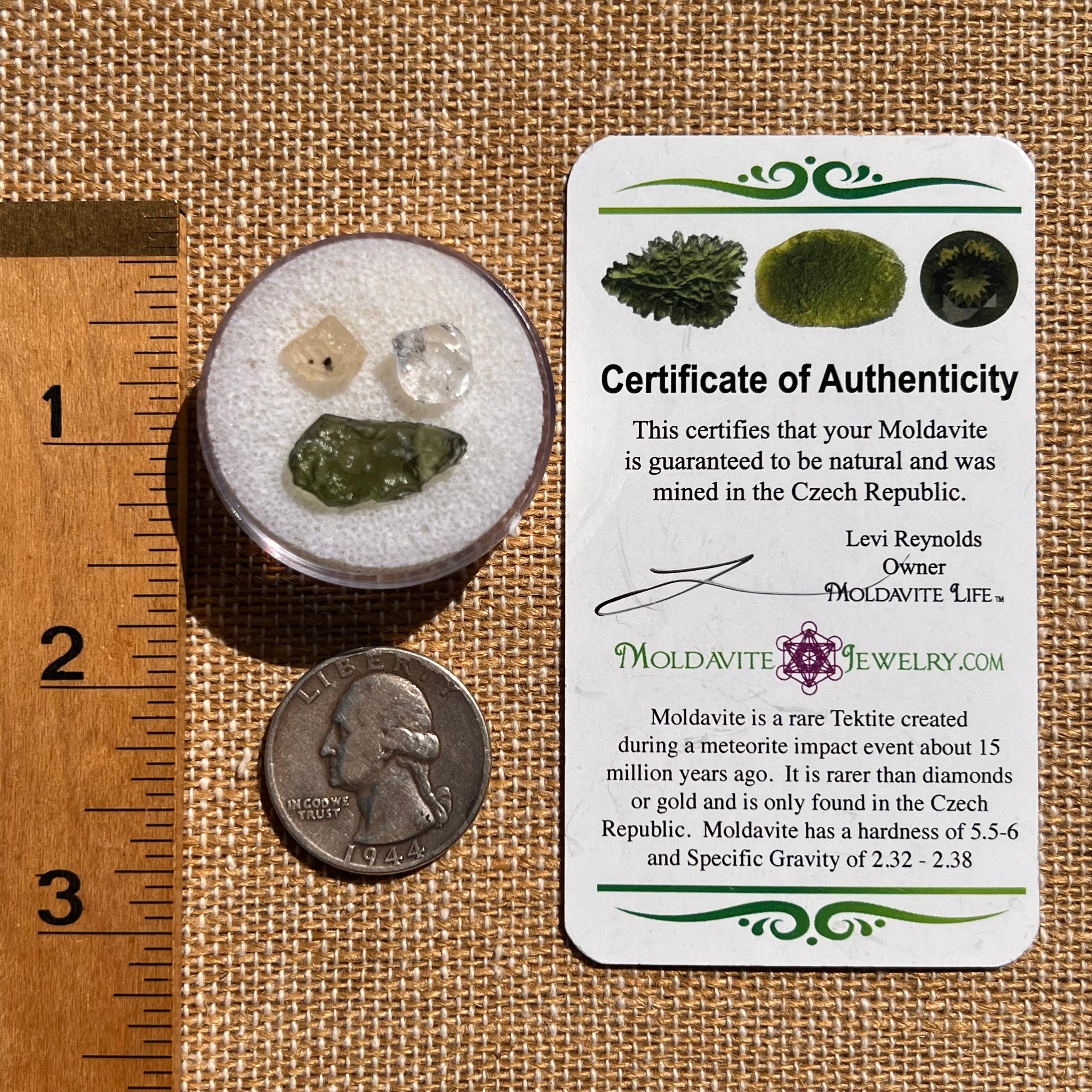 Moldavite, Phenakite, & Herkimer Diamond #128-Moldavite Life