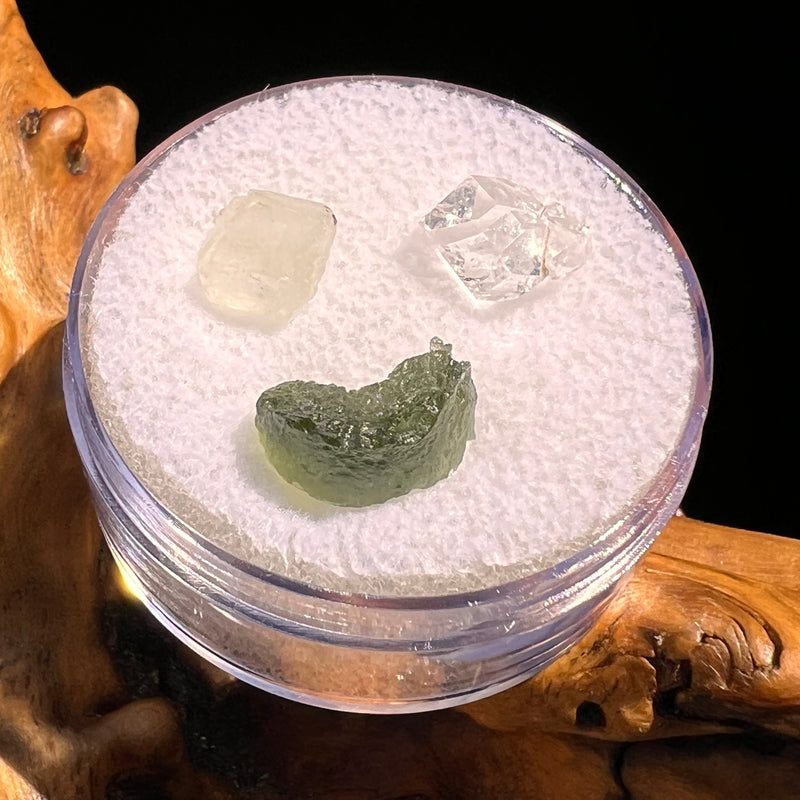 Moldavite, Phenakite, & Herkimer Diamond #129-Moldavite Life