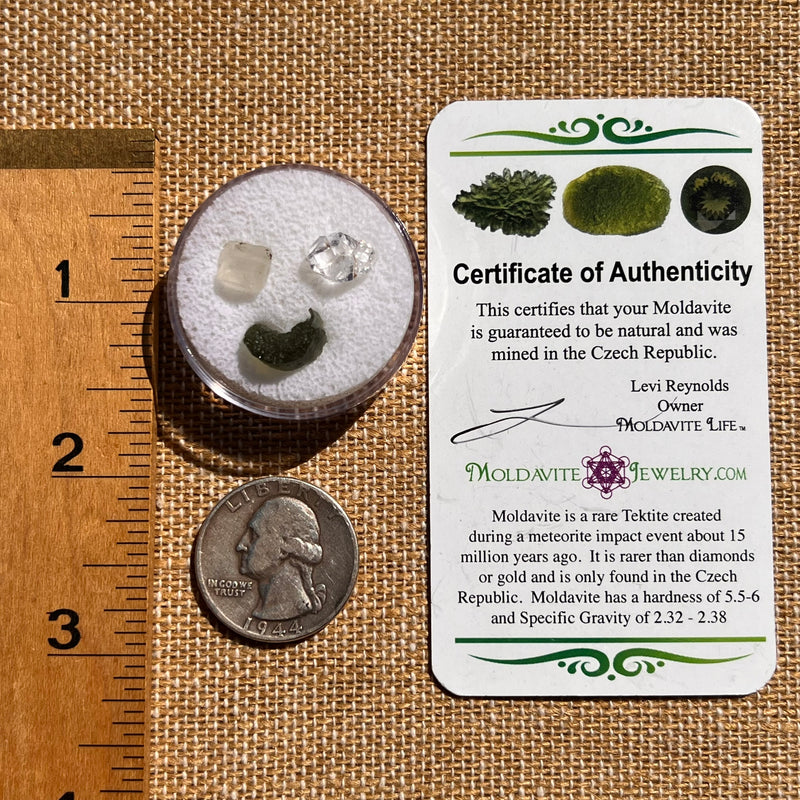 Moldavite, Phenakite, & Herkimer Diamond #129-Moldavite Life