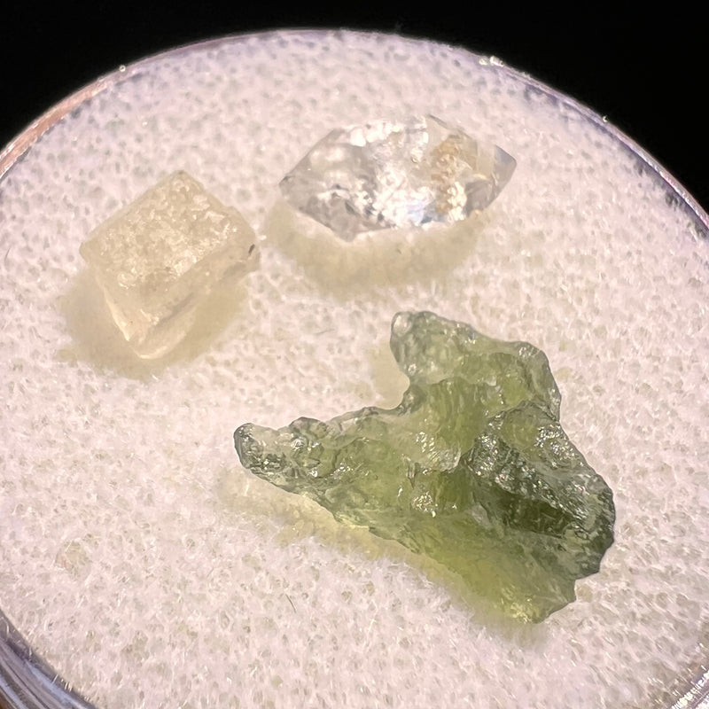 Moldavite, Phenakite, & Herkimer Diamond #130-Moldavite Life