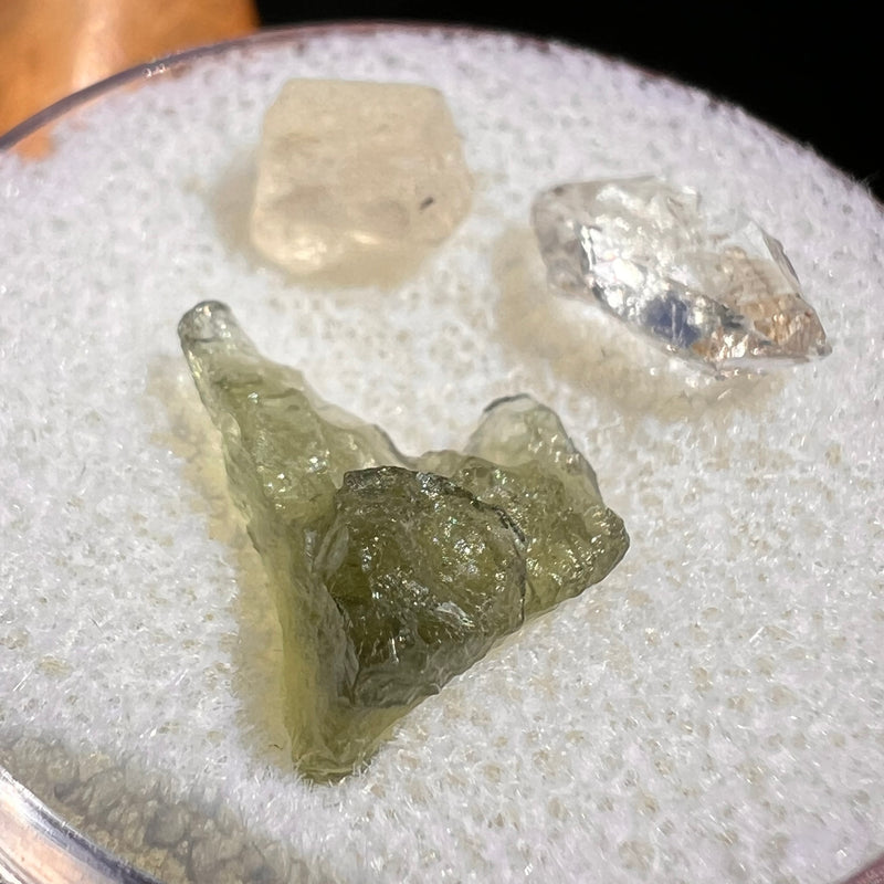Moldavite, Phenakite, & Herkimer Diamond #130-Moldavite Life