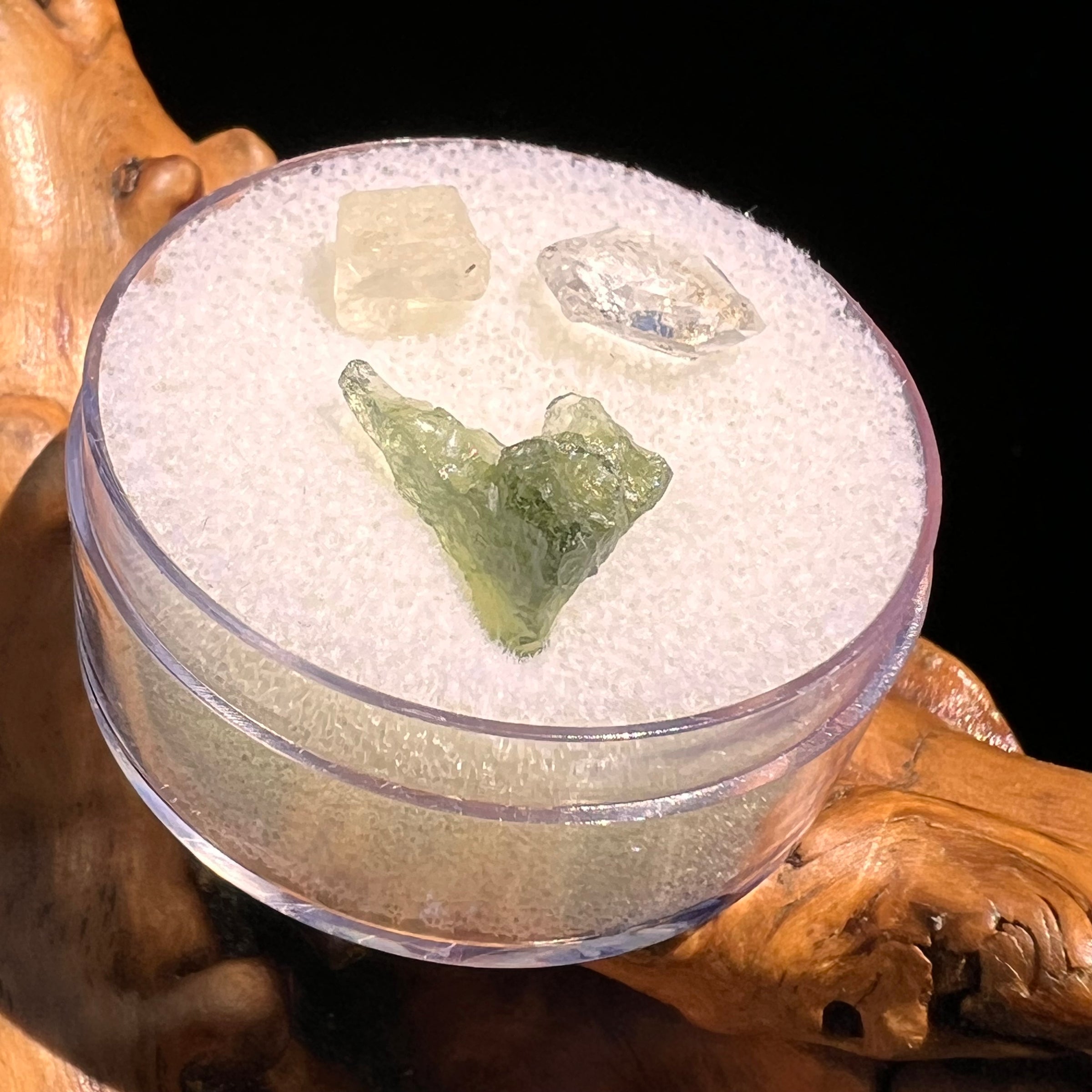 Moldavite, Phenakite, & Herkimer Diamond #130-Moldavite Life