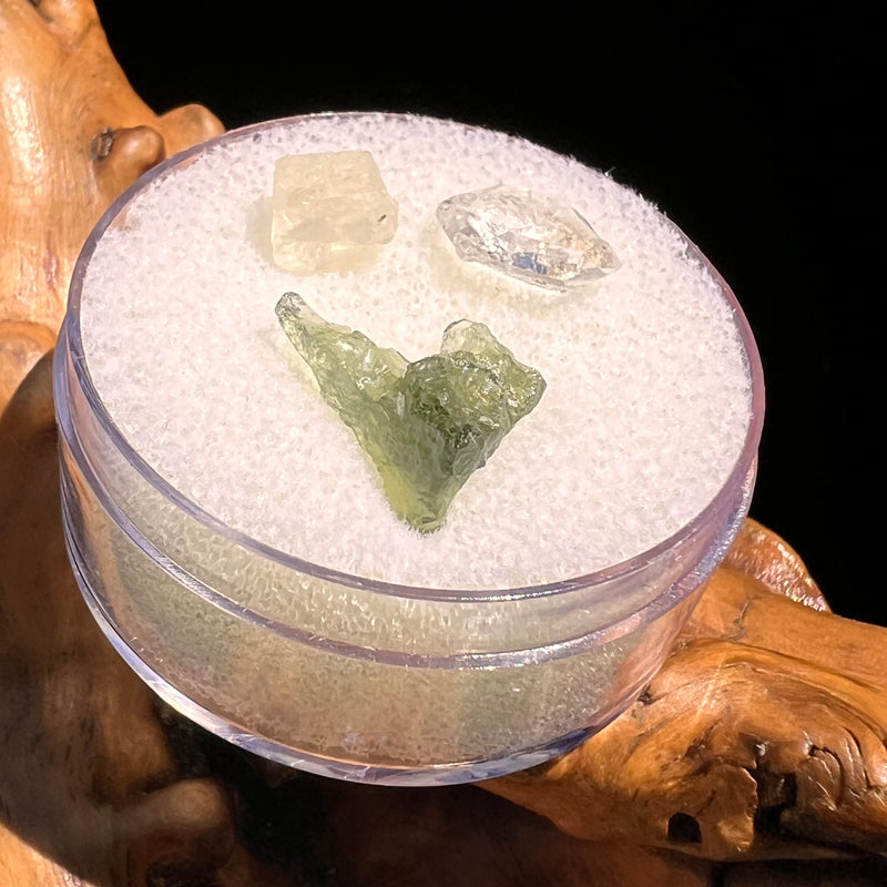 Moldavite, Phenakite, & Herkimer Diamond #130-Moldavite Life