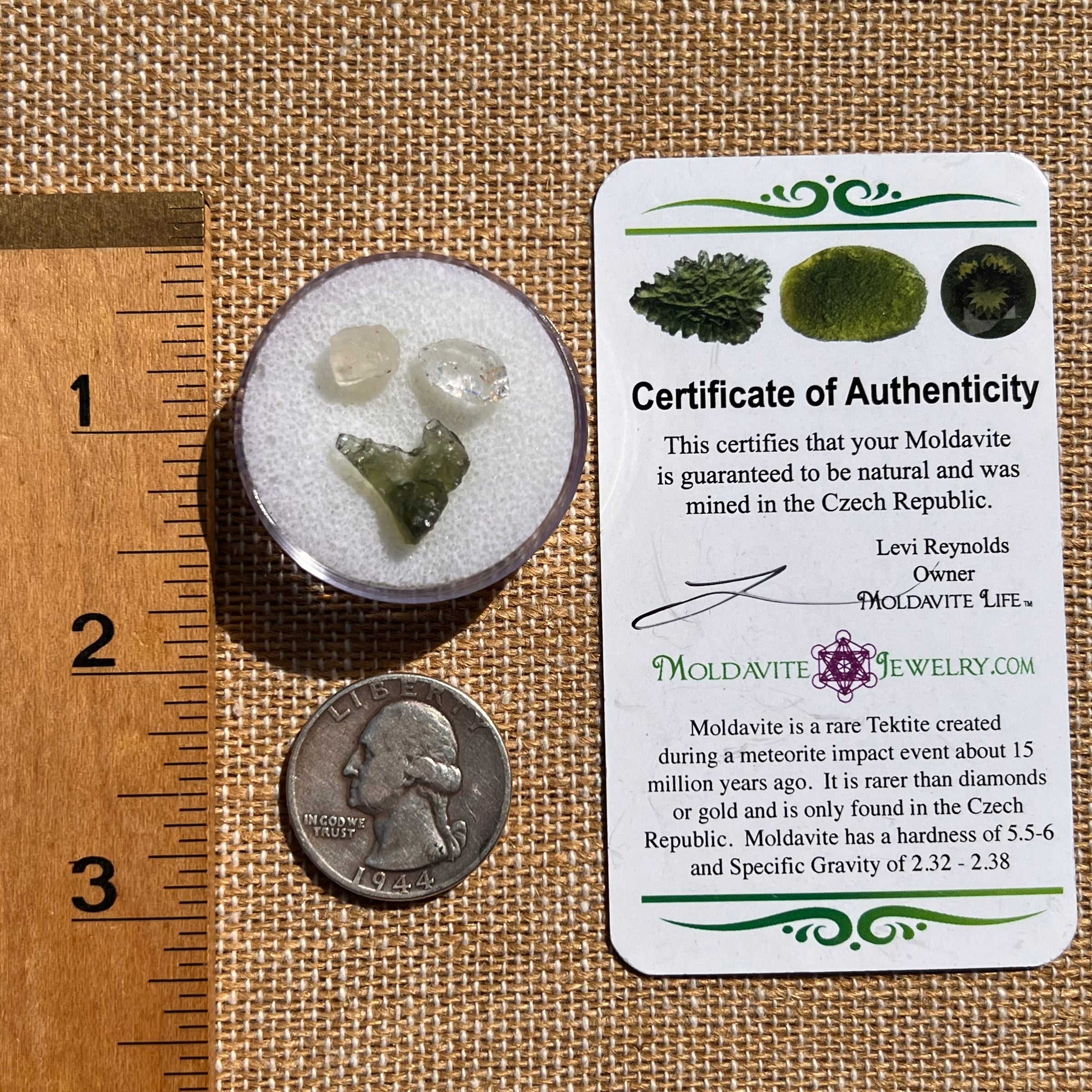 Moldavite, Phenakite, & Herkimer Diamond #130-Moldavite Life