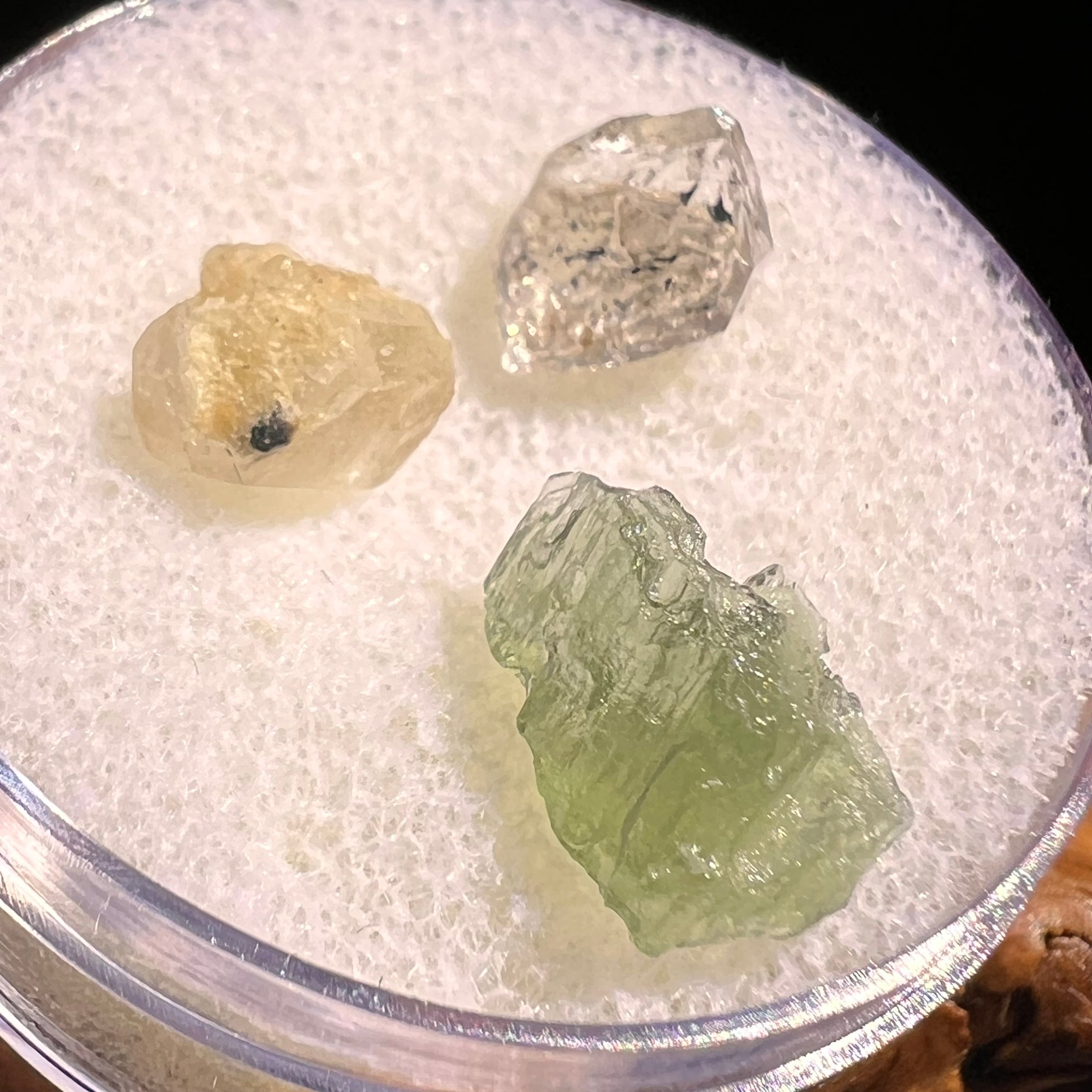 Moldavite, Phenakite, & Herkimer Diamond #131-Moldavite Life