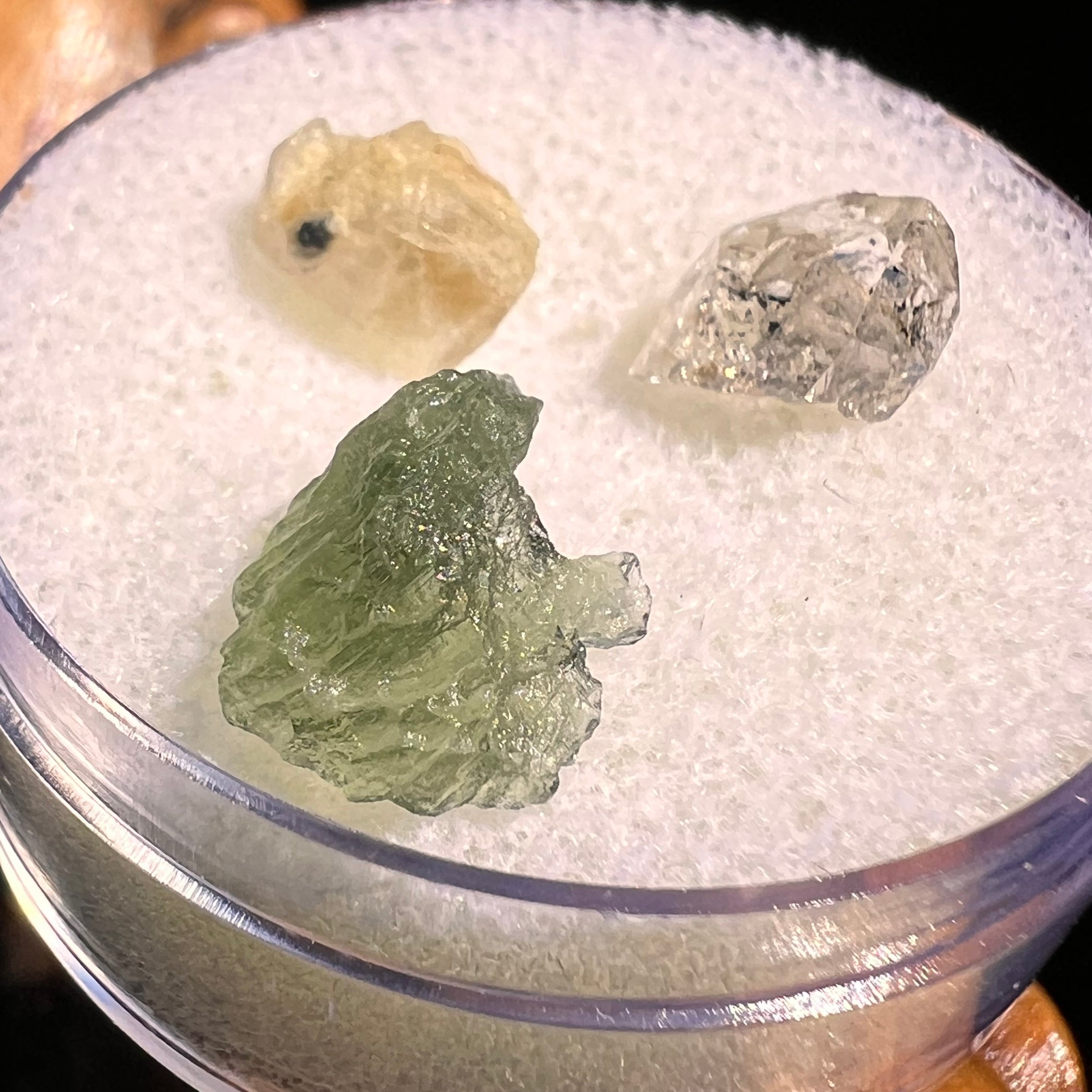 Moldavite, Phenakite, & Herkimer Diamond #131-Moldavite Life
