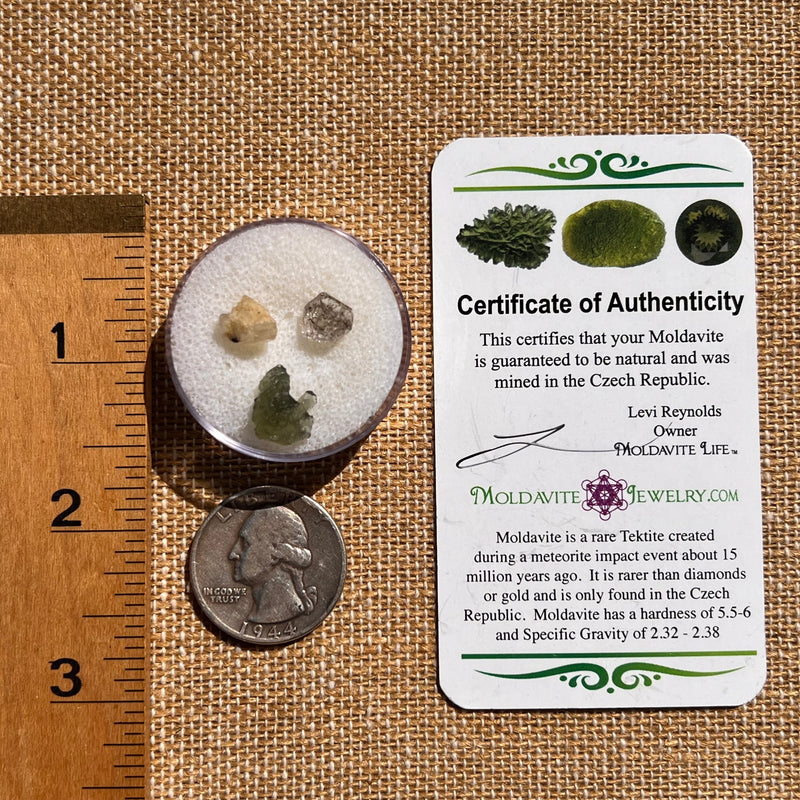 Moldavite, Phenakite, & Herkimer Diamond #131-Moldavite Life